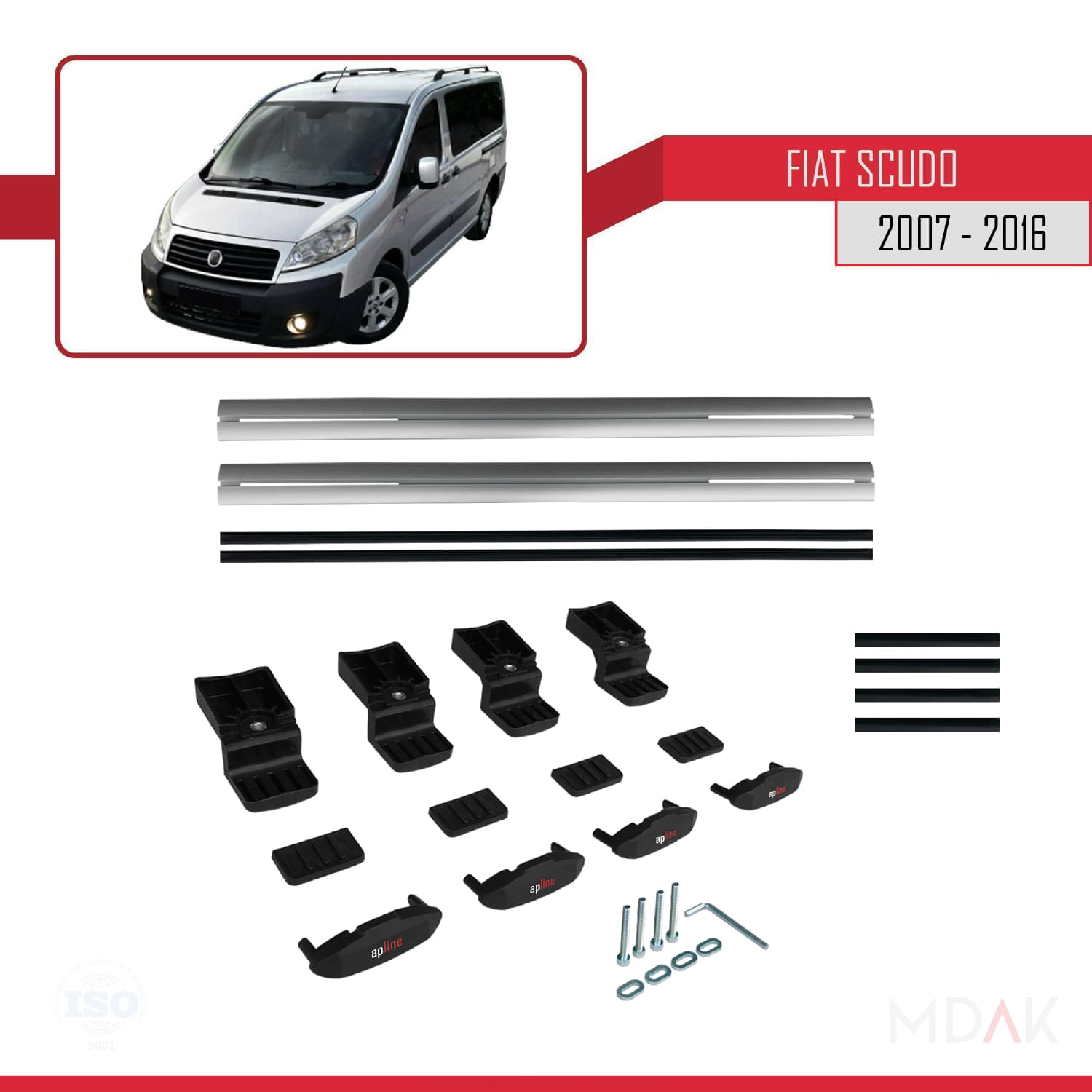 Fiat Scudo 2 2007-2016 Arası ile Uyumlu BASIC Model Ara Atkı Tavan Barı Gri 2 Adet - Görsel 6