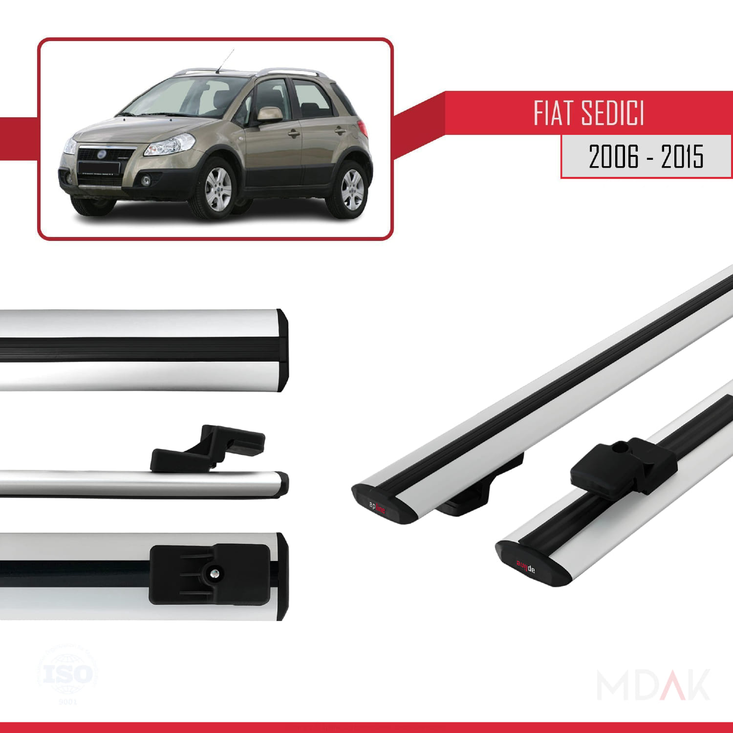 Fiat Sedici 2006-2015 Arası ile Uyumlu BASIC Model Ara Atkı Tavan Barı Gri 2 Adet - Görsel 3