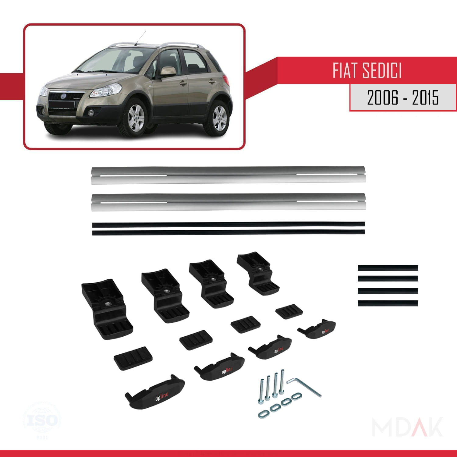 Fiat Sedici 2006-2015 Arası ile Uyumlu BASIC Model Ara Atkı Tavan Barı Gri 2 Adet - Görsel 6
