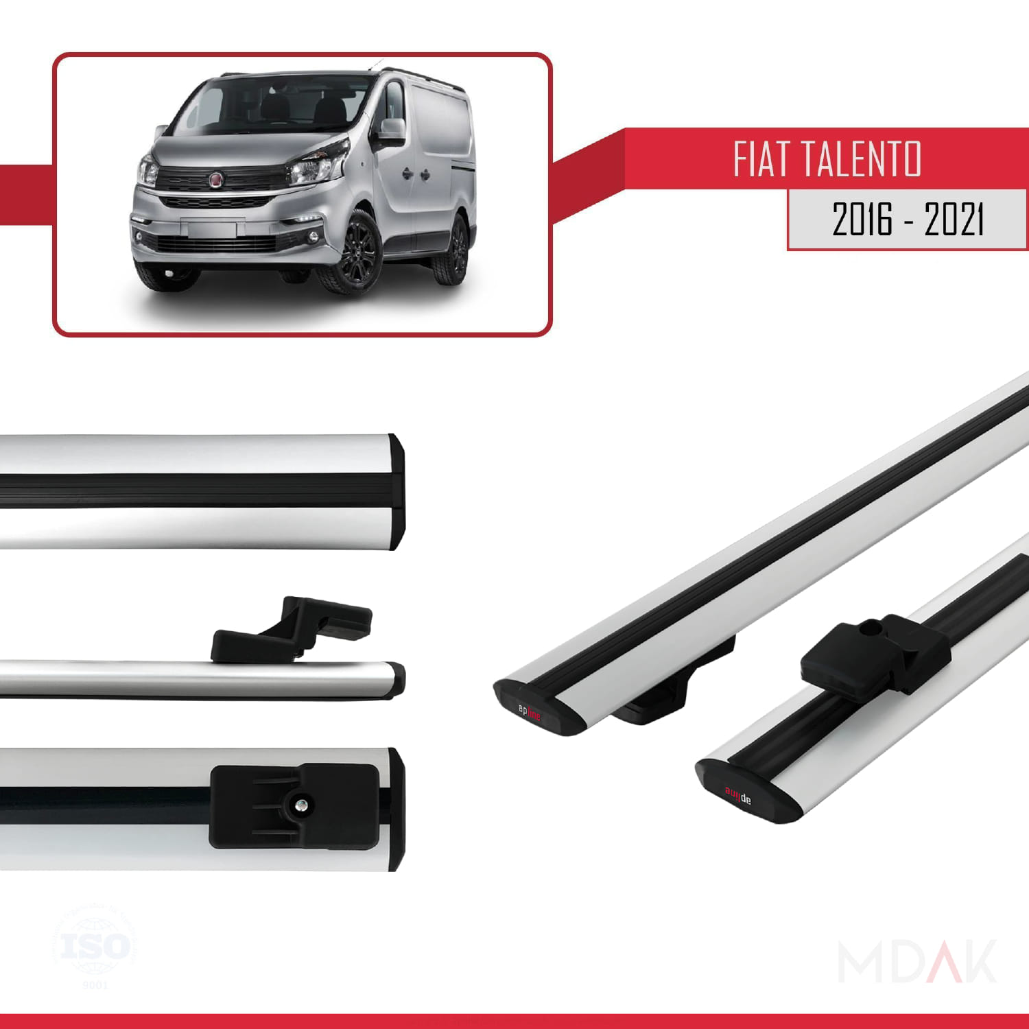 Fiat Talento 2016-2021 Arası ile Uyumlu BASIC Model Ara Atkı Tavan Barı Gri 2 Adet - Görsel 3