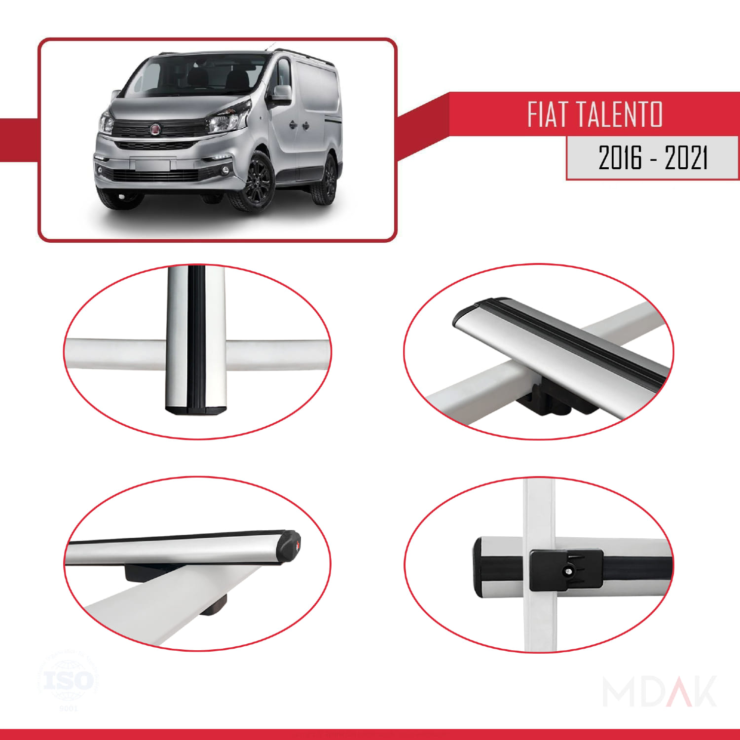 Fiat Talento 2016-2021 Arası ile Uyumlu BASIC Model Ara Atkı Tavan Barı Gri 2 Adet - Görsel 4