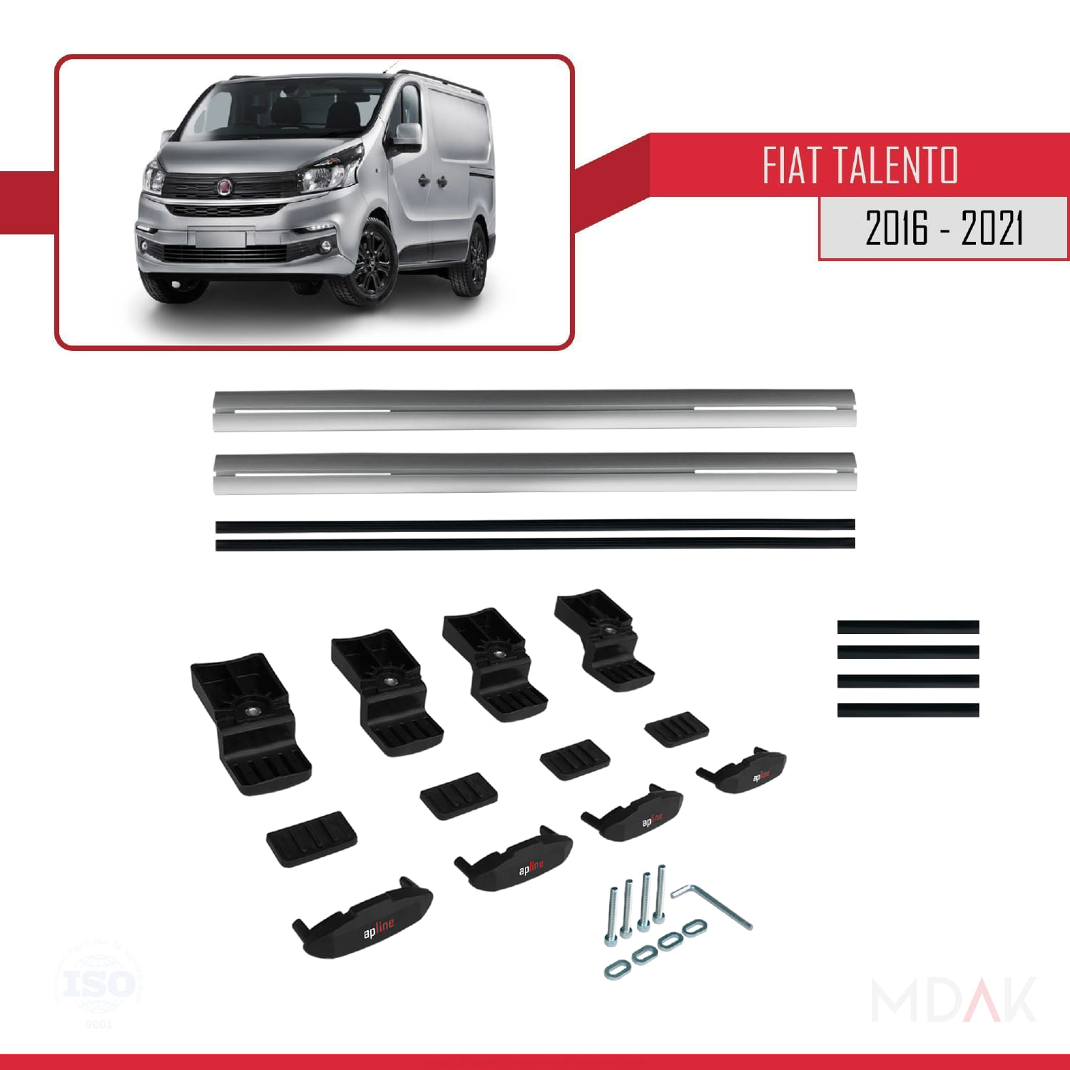 Fiat Talento 2016-2021 Arası ile Uyumlu BASIC Model Ara Atkı Tavan Barı Gri 2 Adet - Görsel 6