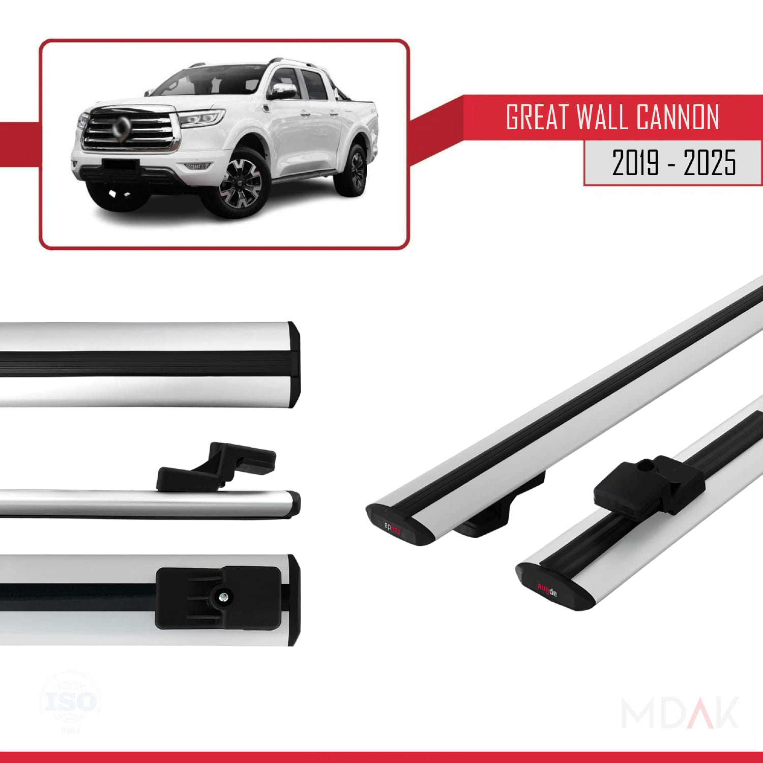 Great Wall Cannon 2019 ve Sonrası ile Uyumlu BASIC Model Ara Atkı Tavan Barı Gri 2 Adet - Görsel 3