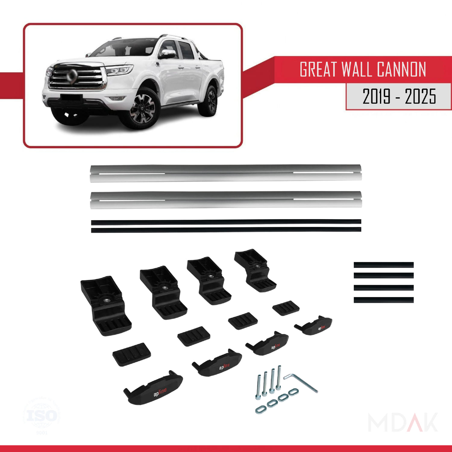 Great Wall Cannon 2019 ve Sonrası ile Uyumlu BASIC Model Ara Atkı Tavan Barı Gri 2 Adet - Görsel 6