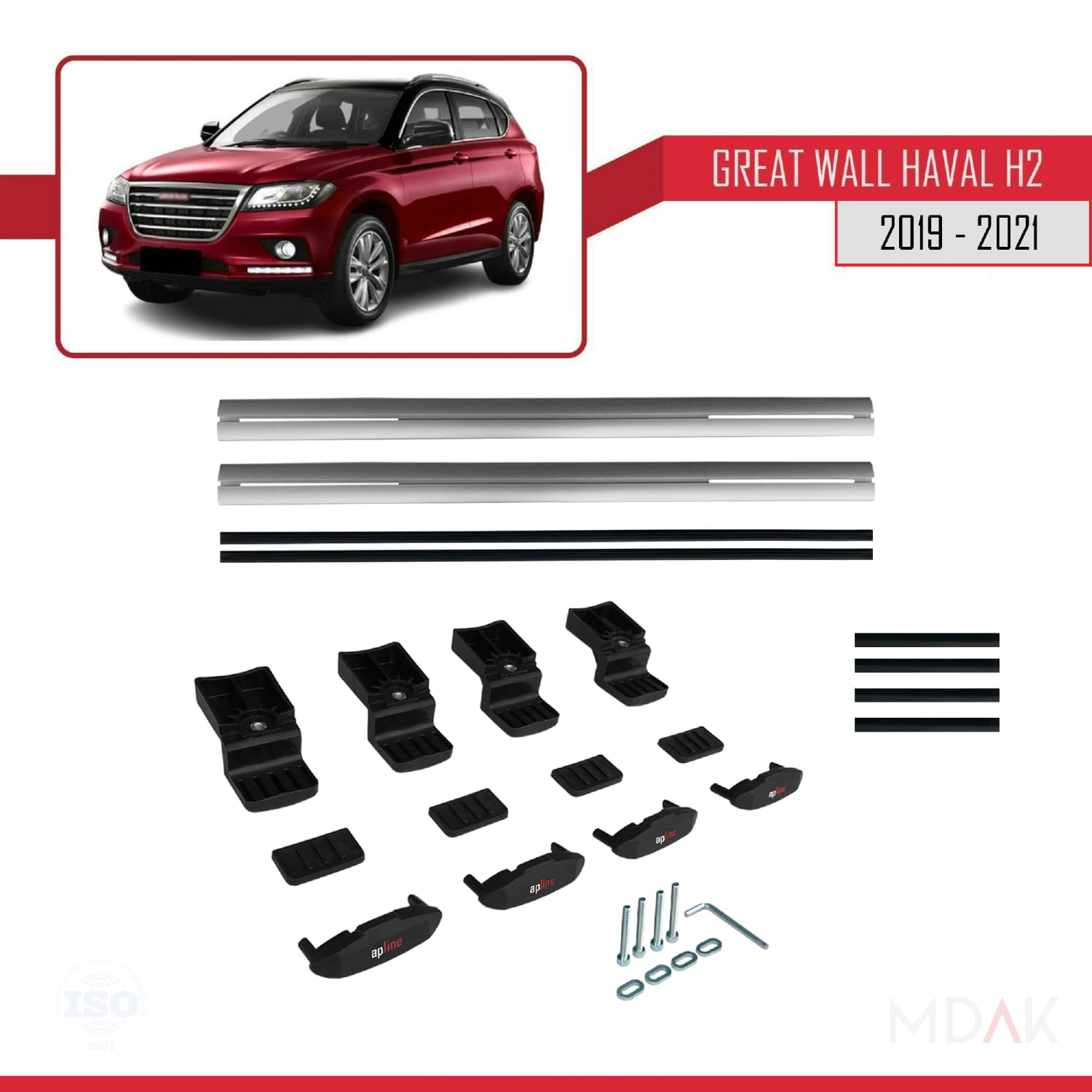 Great Wall Haval H2 2019-2021 Arası ile Uyumlu BASIC Model Ara Atkı Tavan Barı Gri 2 Adet - Görsel 6