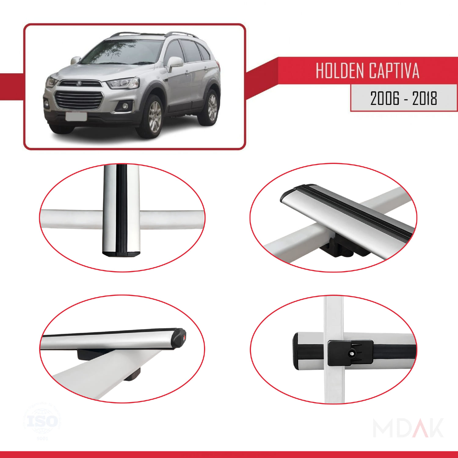 Holden Captiva 2006-2018 Arası ile Uyumlu BASIC Model Ara Atkı Tavan Barı Gri 3 Adet - Görsel 4