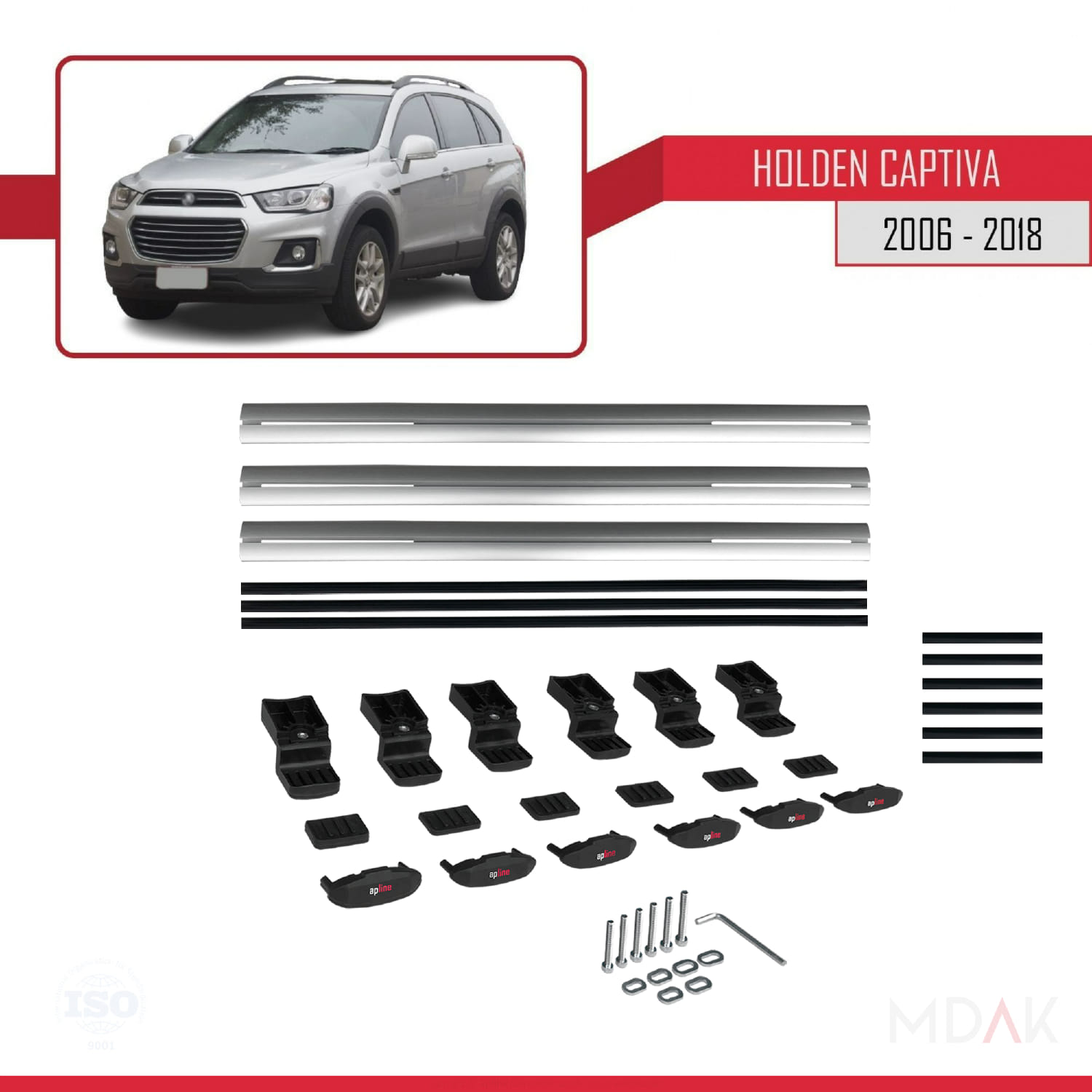 Holden Captiva 2006-2018 Arası ile Uyumlu BASIC Model Ara Atkı Tavan Barı Gri 3 Adet - Görsel 6