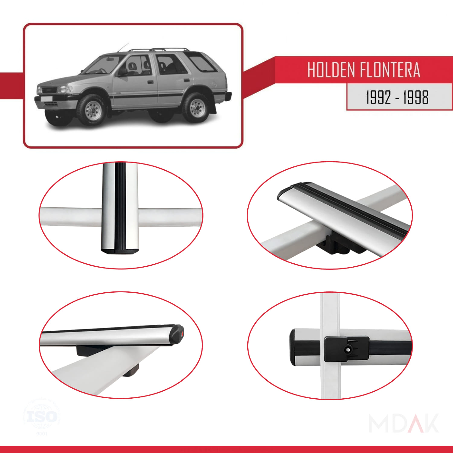Holden Frontera 1992-1998 Arası ile Uyumlu BASIC Model Ara Atkı Tavan Barı Gri 3 Adet - Görsel 4