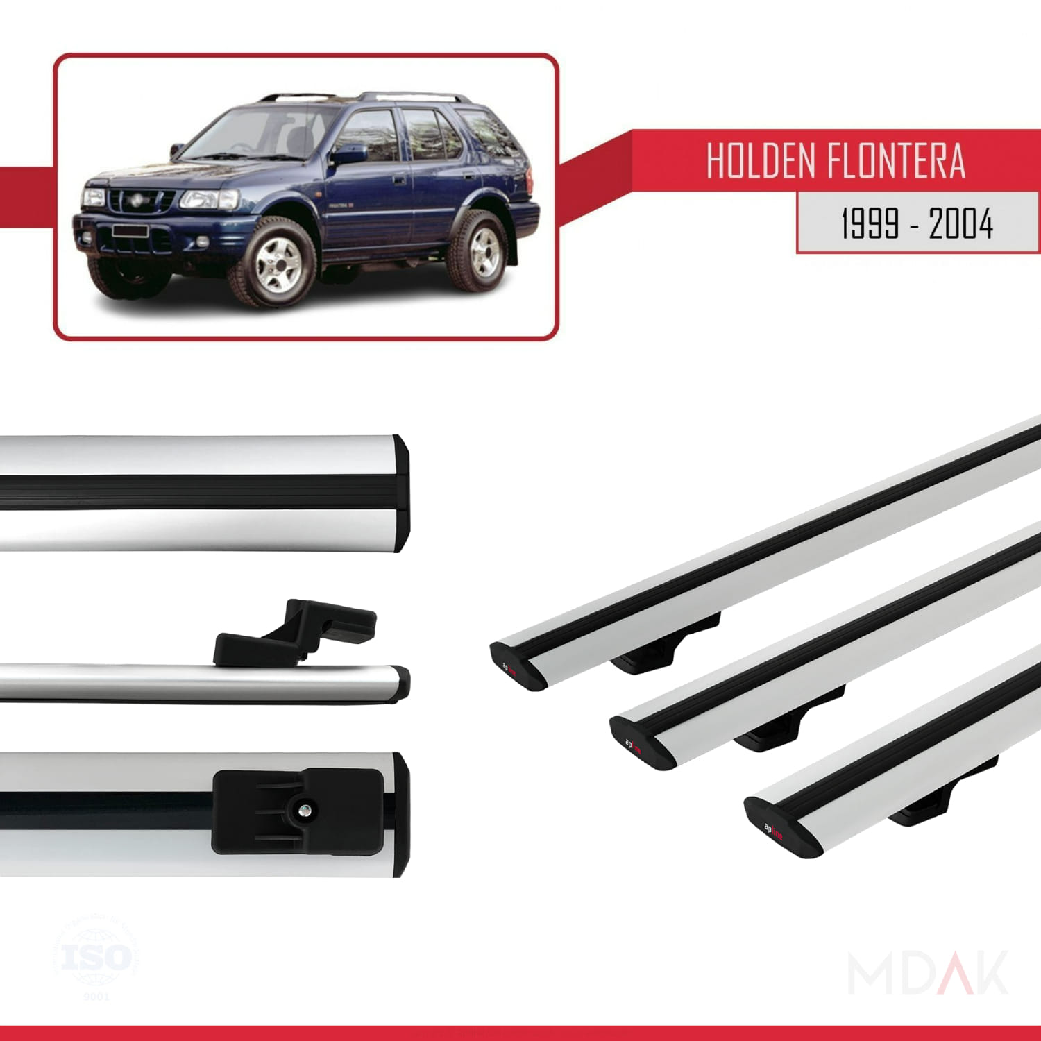 Holden Frontera 2 1999-2004 Arası ile Uyumlu BASIC Model Ara Atkı Tavan Barı Gri 3 Adet - Görsel 3