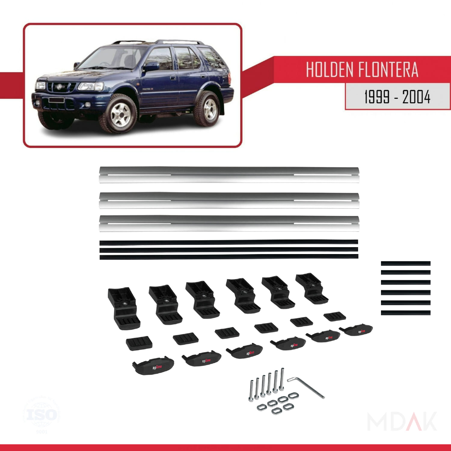 Holden Frontera 2 1999-2004 Arası ile Uyumlu BASIC Model Ara Atkı Tavan Barı Gri 3 Adet - Görsel 6