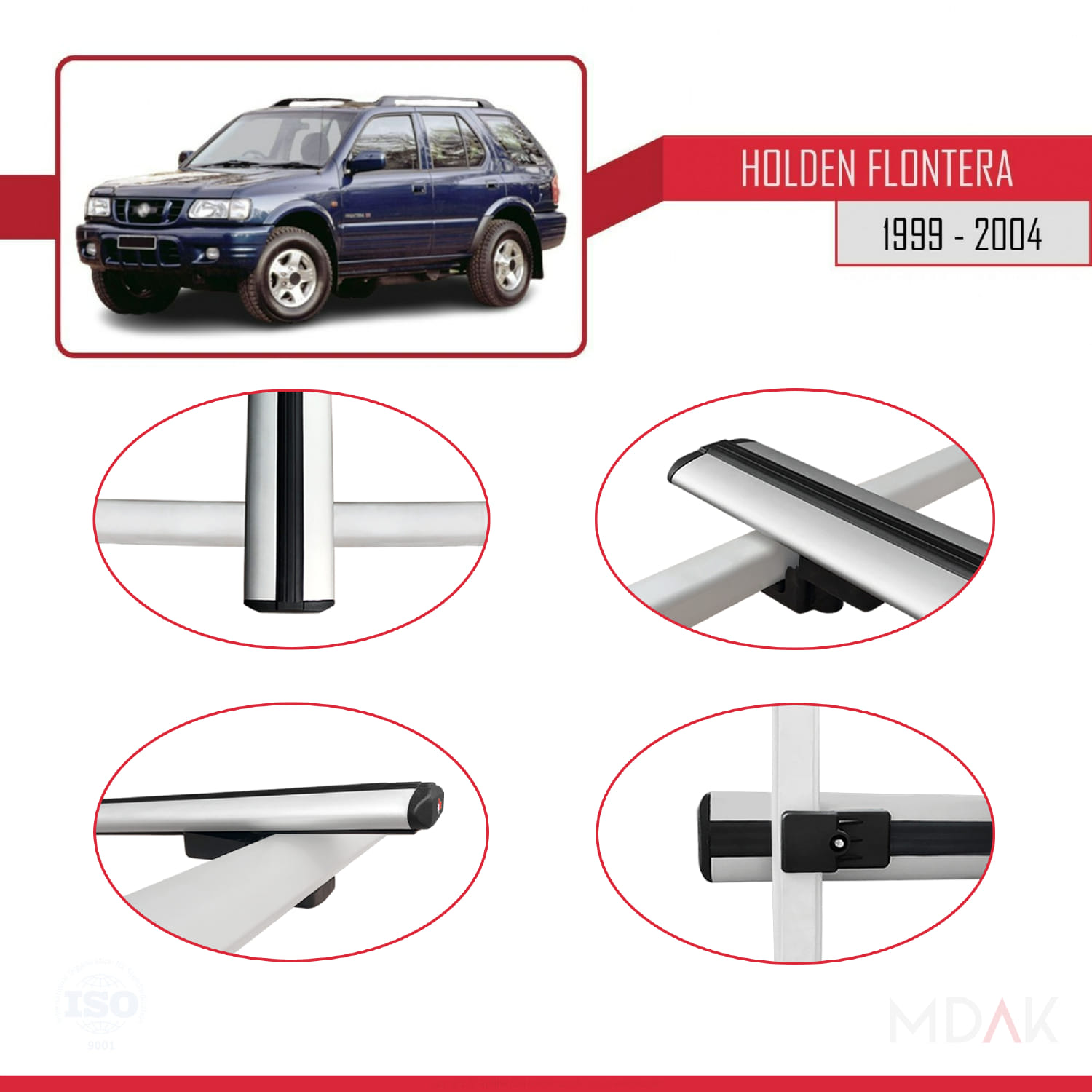 Holden Frontera 2 1999-2004 Arası ile Uyumlu BASIC Model Ara Atkı Tavan Barı Gri 2 Adet - Görsel 4