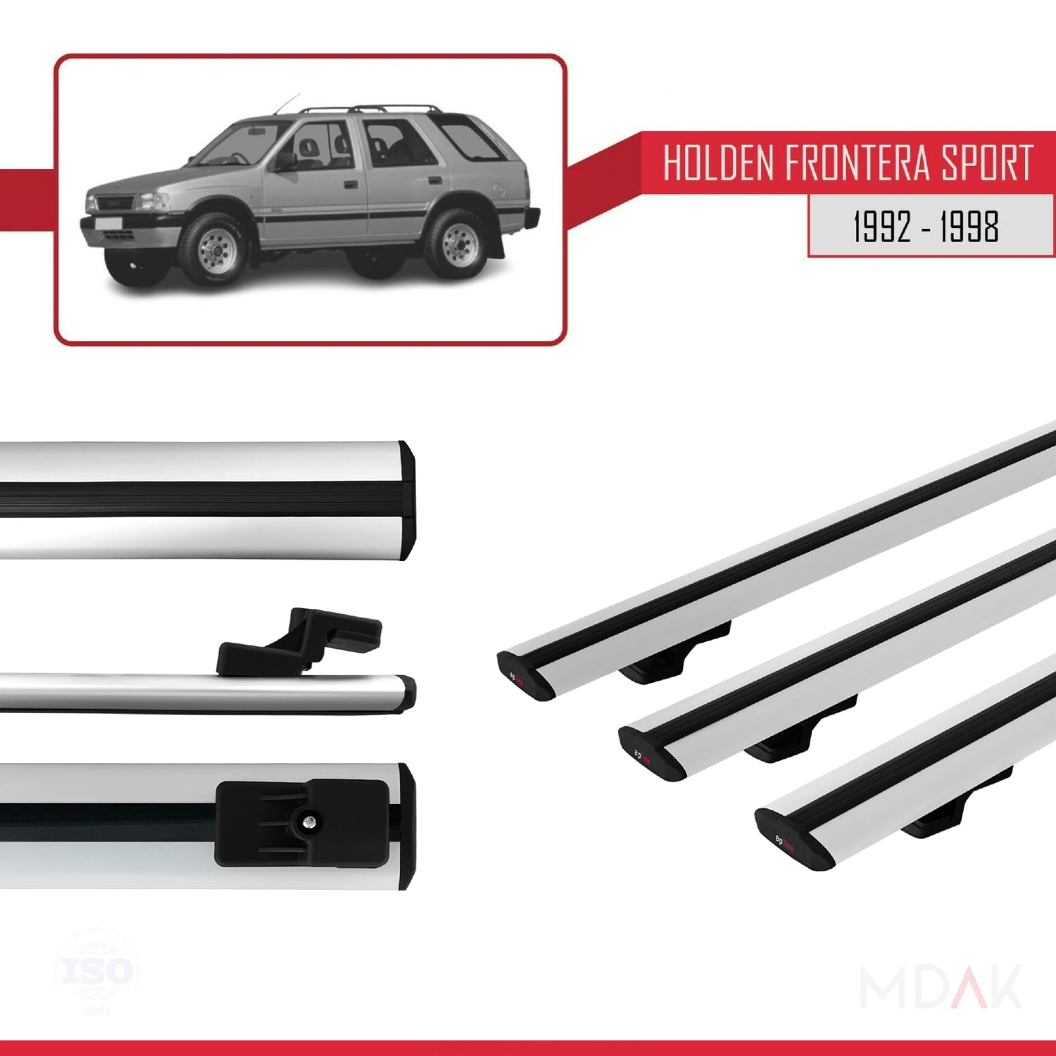 Holden Frontera Sport 1992-1998 Arası ile Uyumlu BASIC Model Ara Atkı Tavan Barı Gri 3 Adet - Görsel 3