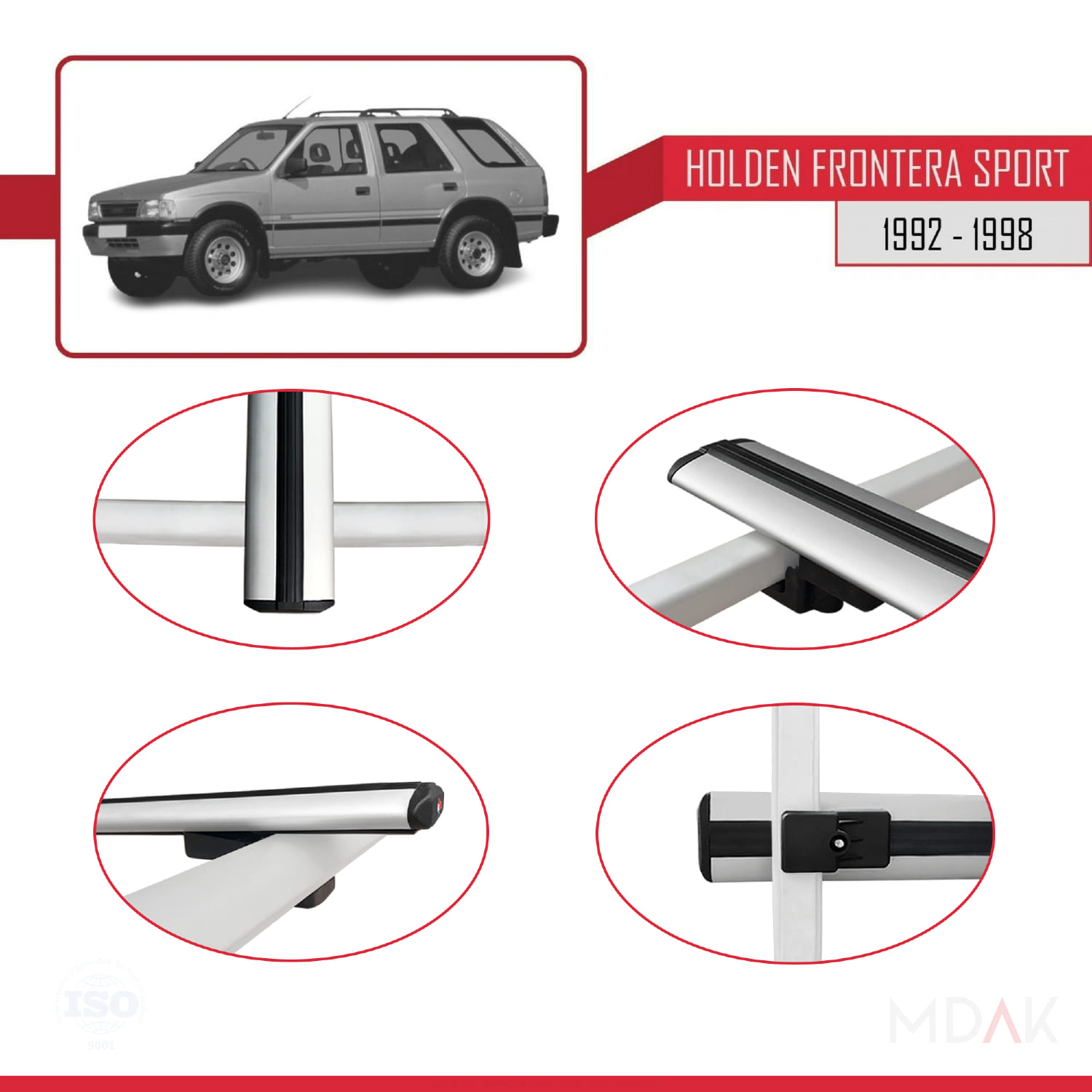 Holden Frontera Sport 1992-1998 Arası ile Uyumlu BASIC Model Ara Atkı Tavan Barı Gri 3 Adet - Görsel 4