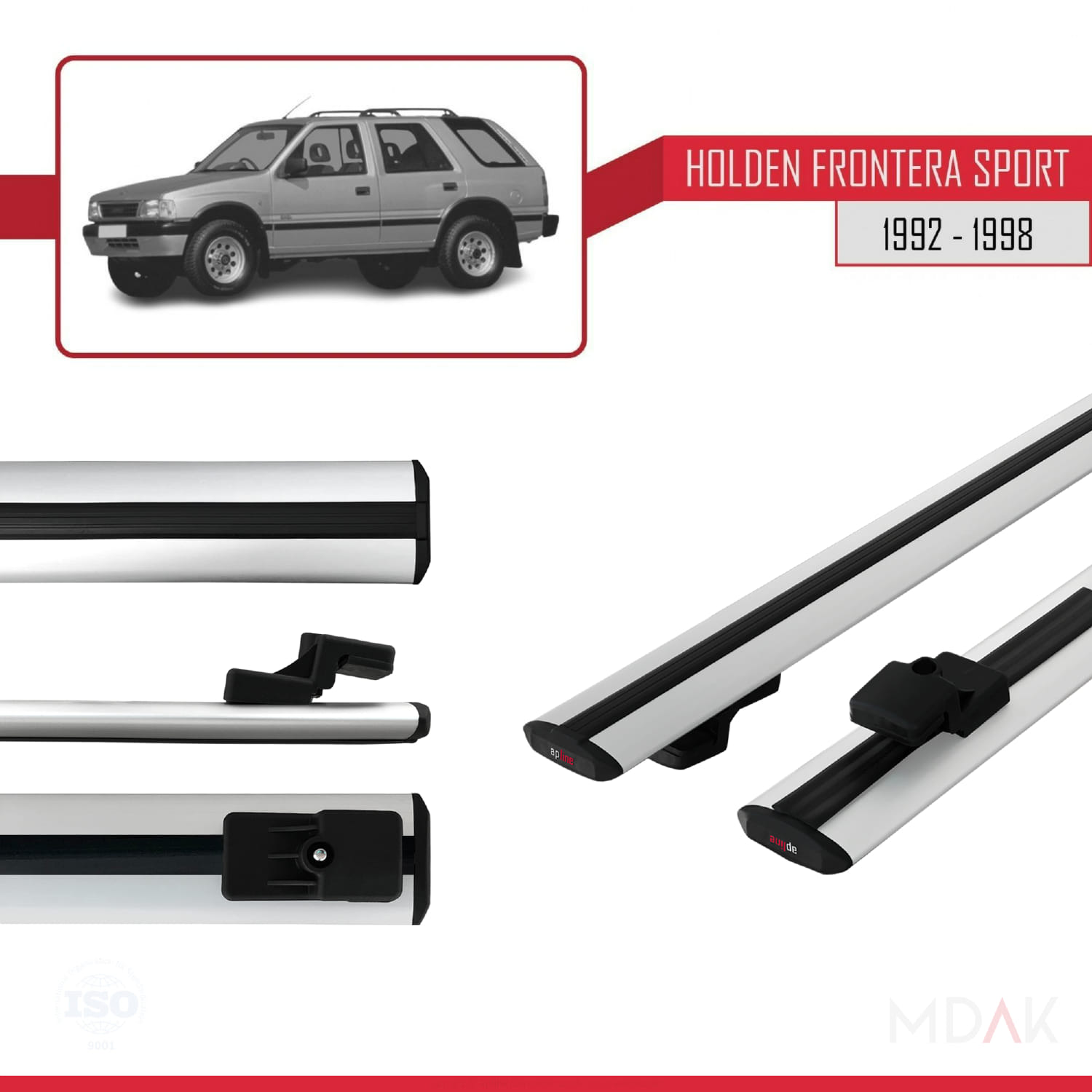 Holden Frontera Sport 1992-1998 Arası ile Uyumlu BASIC Model Ara Atkı Tavan Barı Gri 2 Adet - Görsel 3