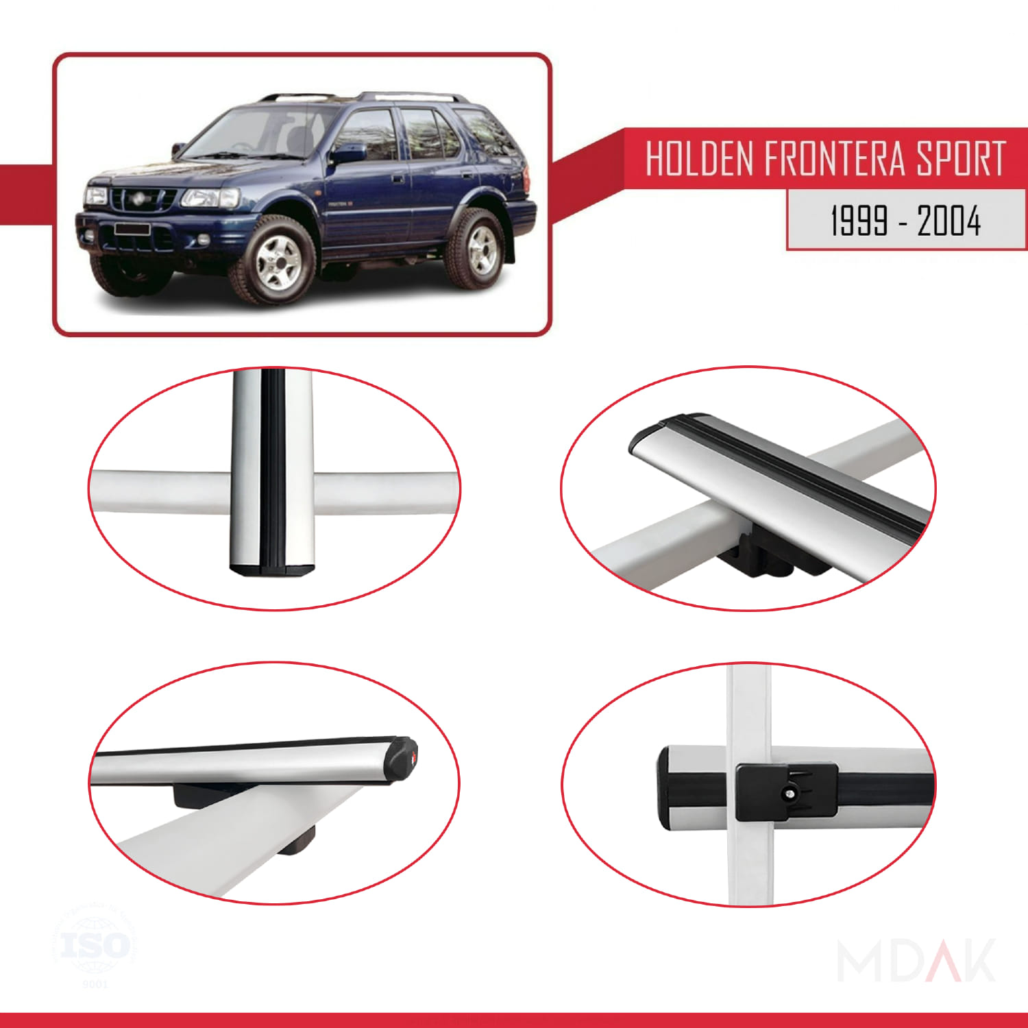Holden Frontera Sport 2 1999-2004 Arası ile Uyumlu BASIC Model Ara Atkı Tavan Barı Gri 3 Adet - Görsel 4