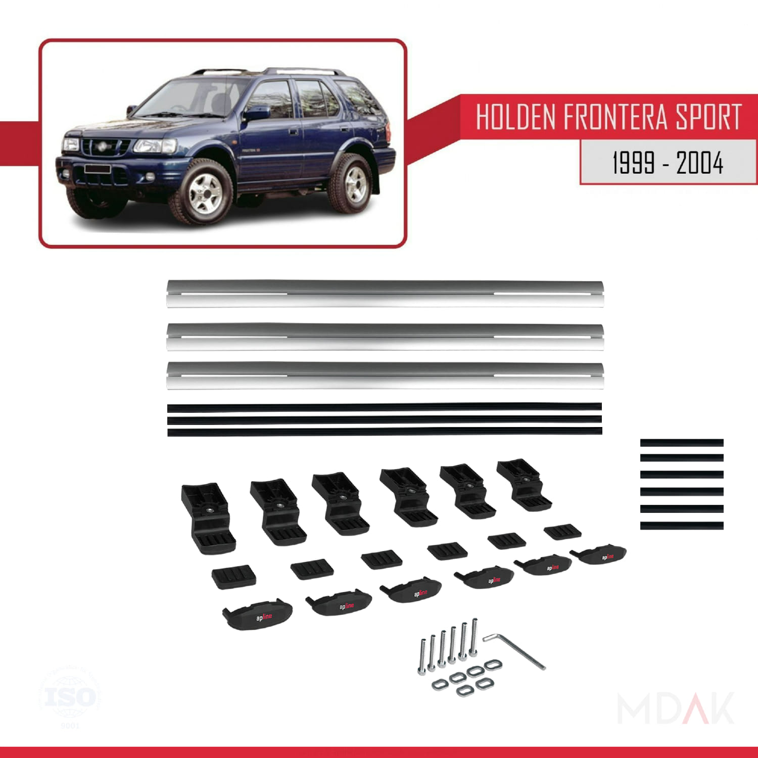 Holden Frontera Sport 2 1999-2004 Arası ile Uyumlu BASIC Model Ara Atkı Tavan Barı Gri 3 Adet - Görsel 6