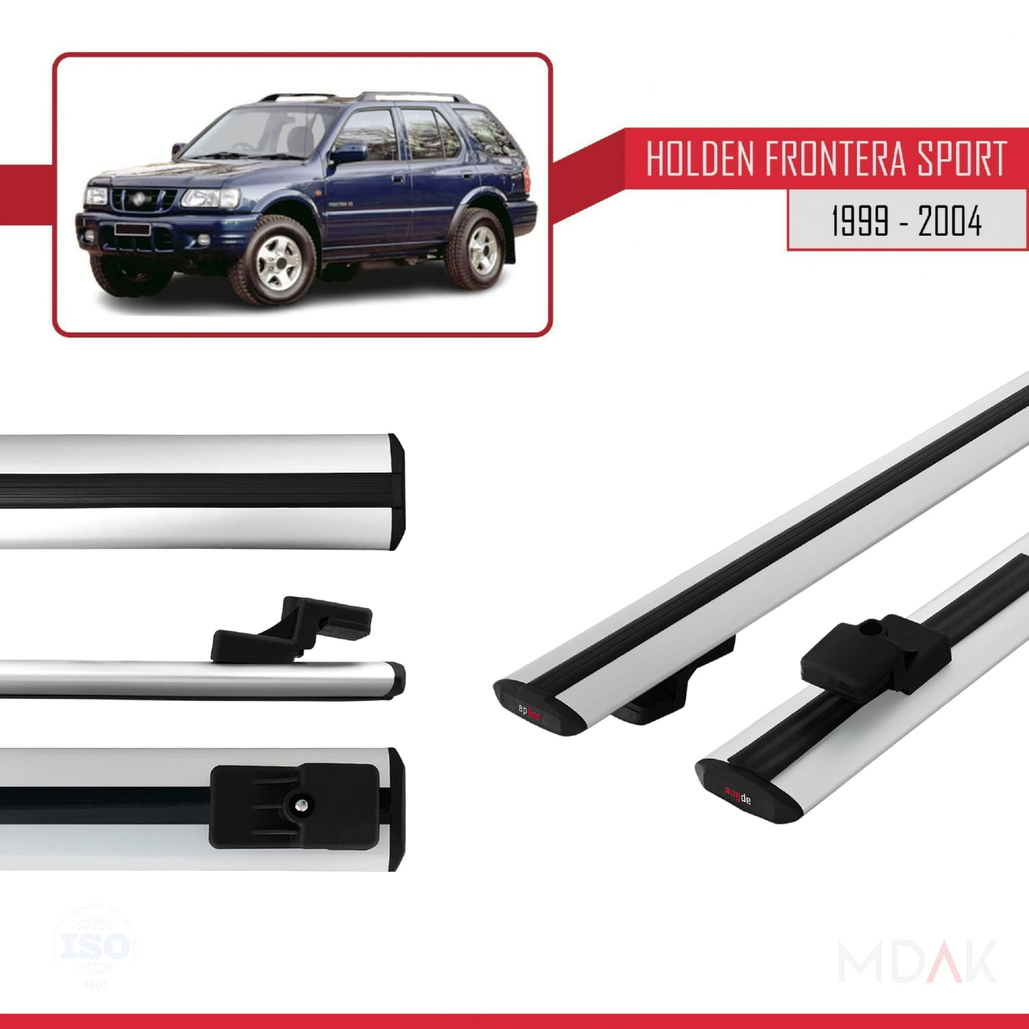 Holden Frontera Sport 2 1999-2004 Arası ile Uyumlu BASIC Model Ara Atkı Tavan Barı Gri 2 Adet - Görsel 3