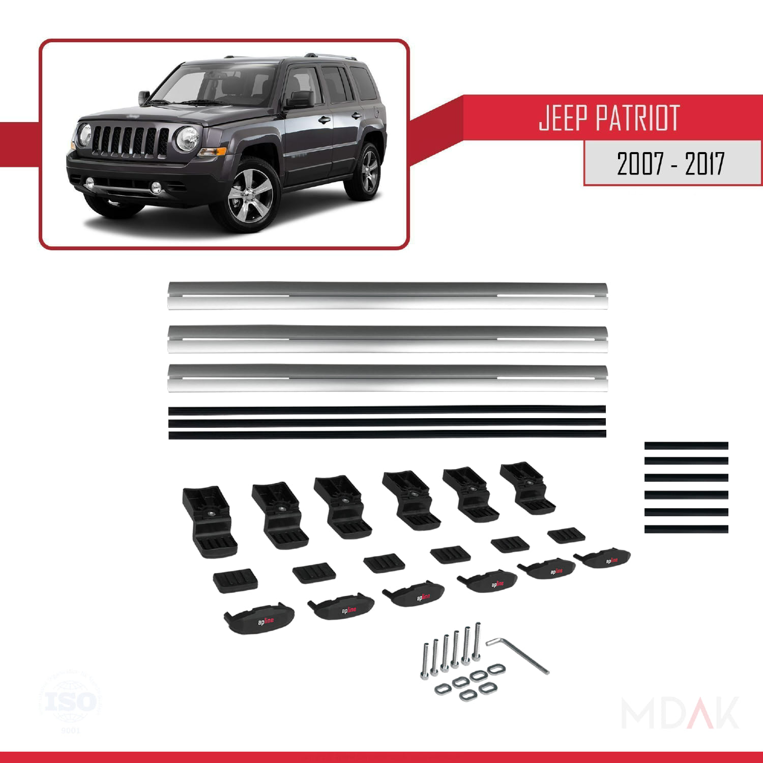 Jeep Patriot 2007-2017 Arası ile Uyumlu BASIC Model Ara Atkı Tavan Barı Gri 3 Adet - Görsel 6