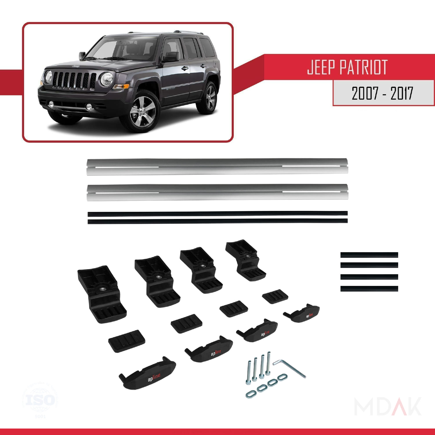 Jeep Patriot 2007-2017 Arası ile Uyumlu BASIC Model Ara Atkı Tavan Barı Gri 2 Adet - Görsel 6
