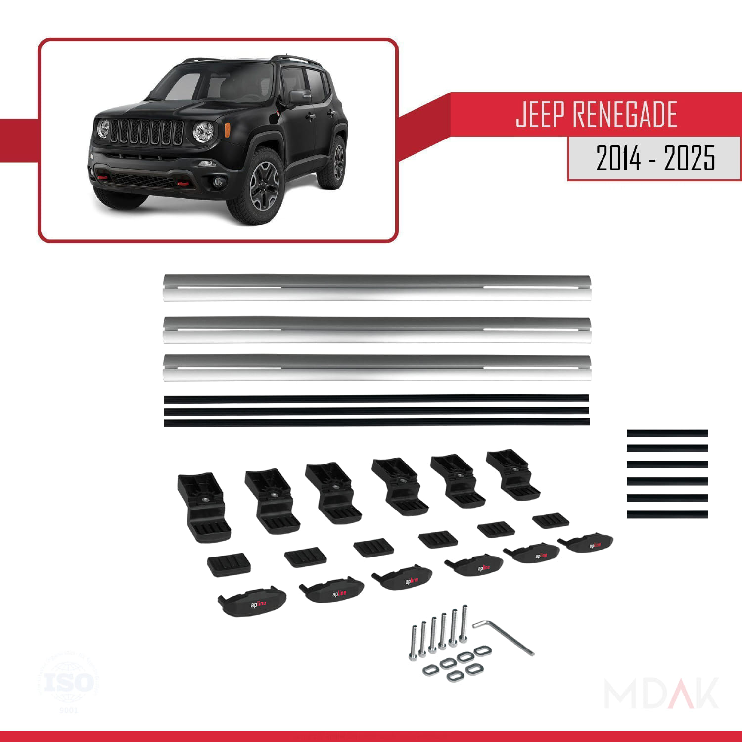 Jeep Renegade (BU) 2014 ve Sonrası ile Uyumlu BASIC Model Ara Atkı Tavan Barı Gri 3 Adet - Görsel 6