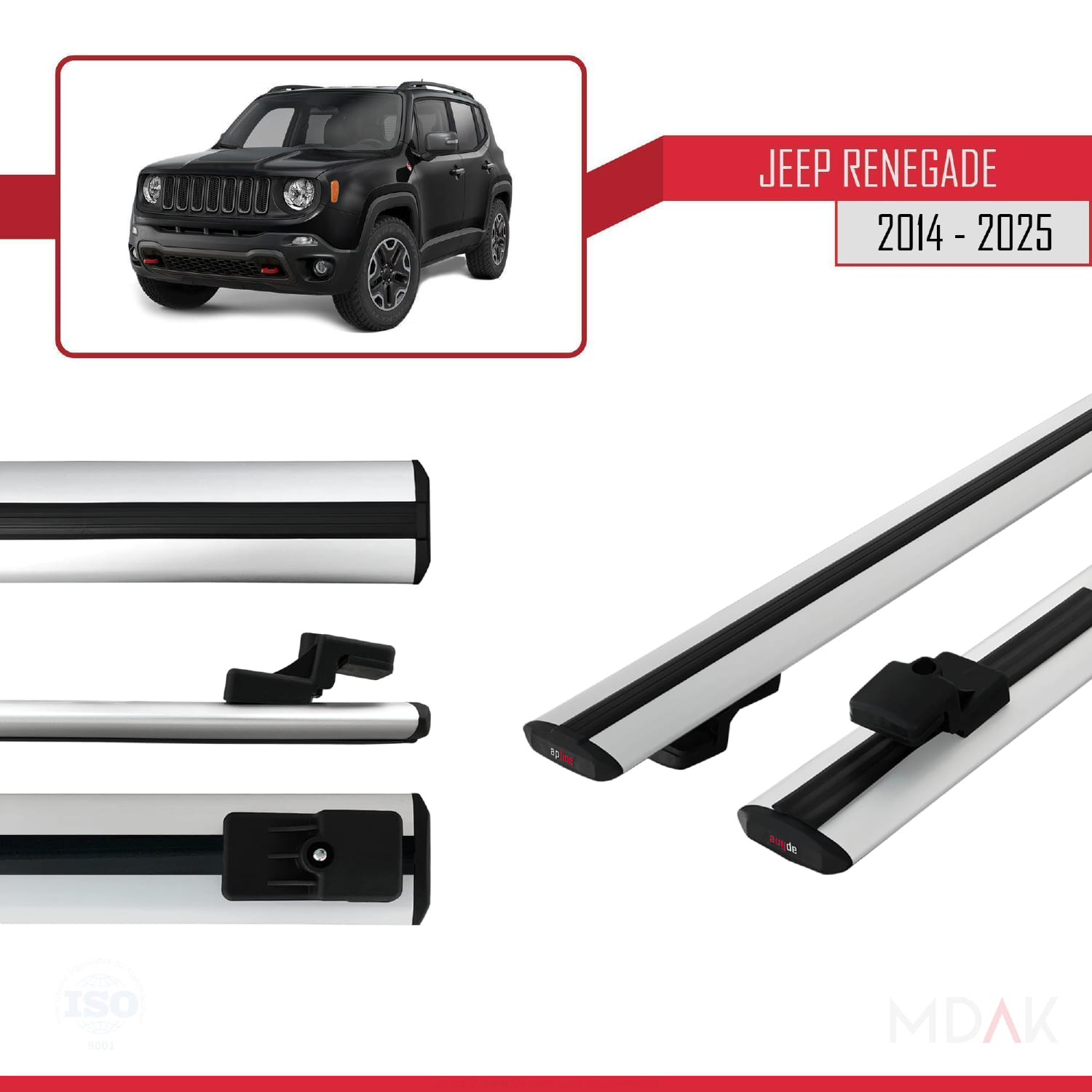 Jeep Renegade (BU) 2014 ve Sonrası ile Uyumlu BASIC Model Ara Atkı Tavan Barı Gri 2 Adet - Görsel 3