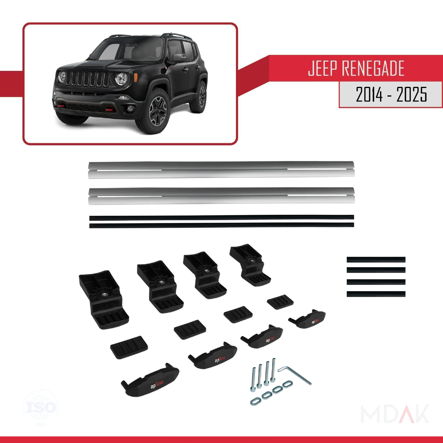 Jeep Renegade (BU) 2014 ve Sonrası ile Uyumlu BASIC Model Ara Atkı Tavan Barı Gri 2 Adet - Görsel 6