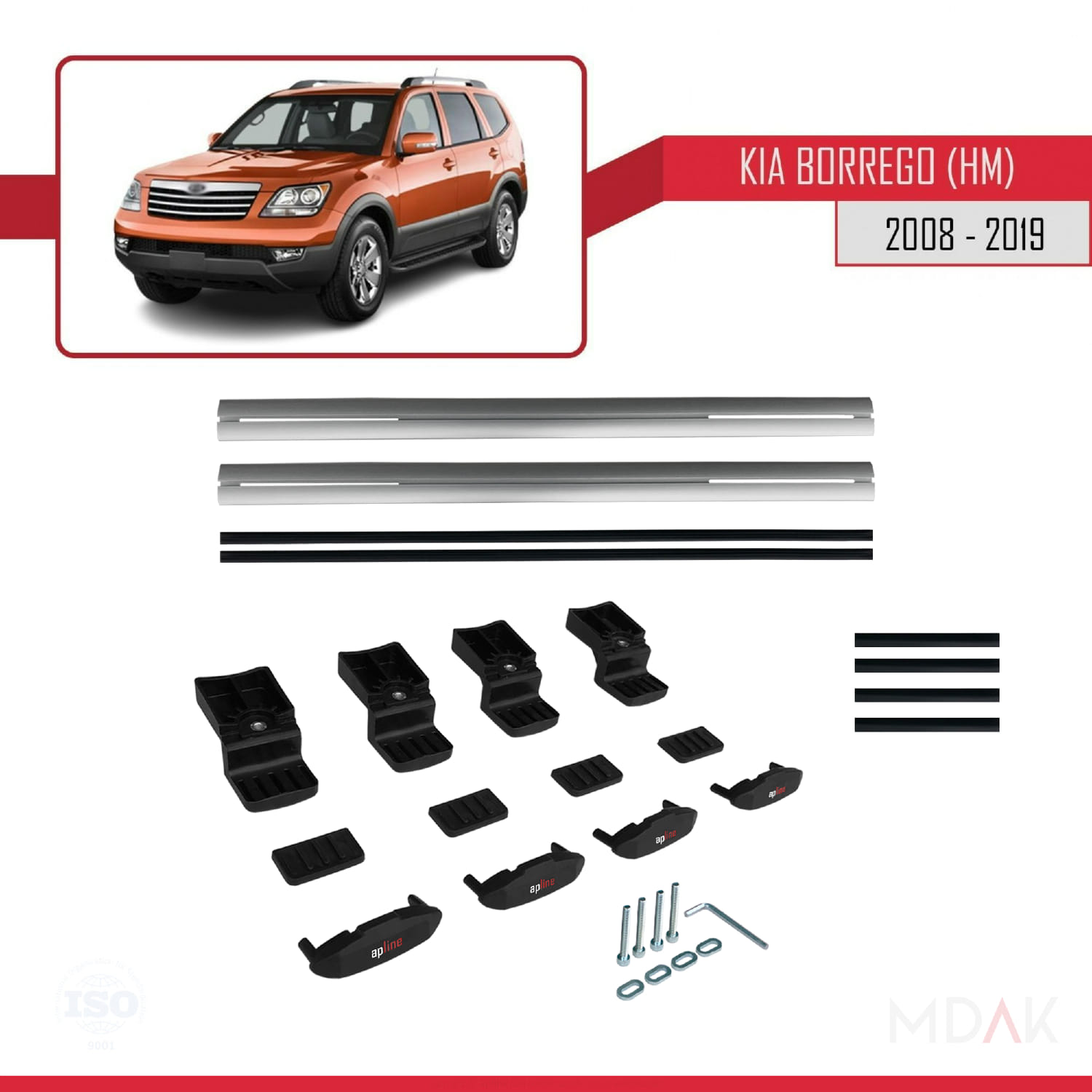 Kia Borrego (HM) 2008-2019 Arası ile Uyumlu BASIC Model Ara Atkı Tavan Barı Gri 2 Adet - Görsel 6
