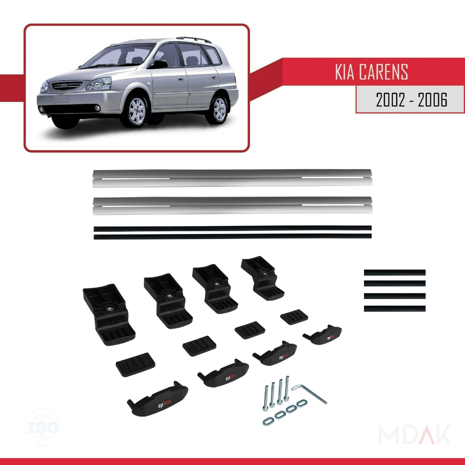 Kia Carens Post-Facelift 2002-2006 Arası ile Uyumlu BASIC Model Ara Atkı Tavan Barı Gri 2 Adet - Görsel 6