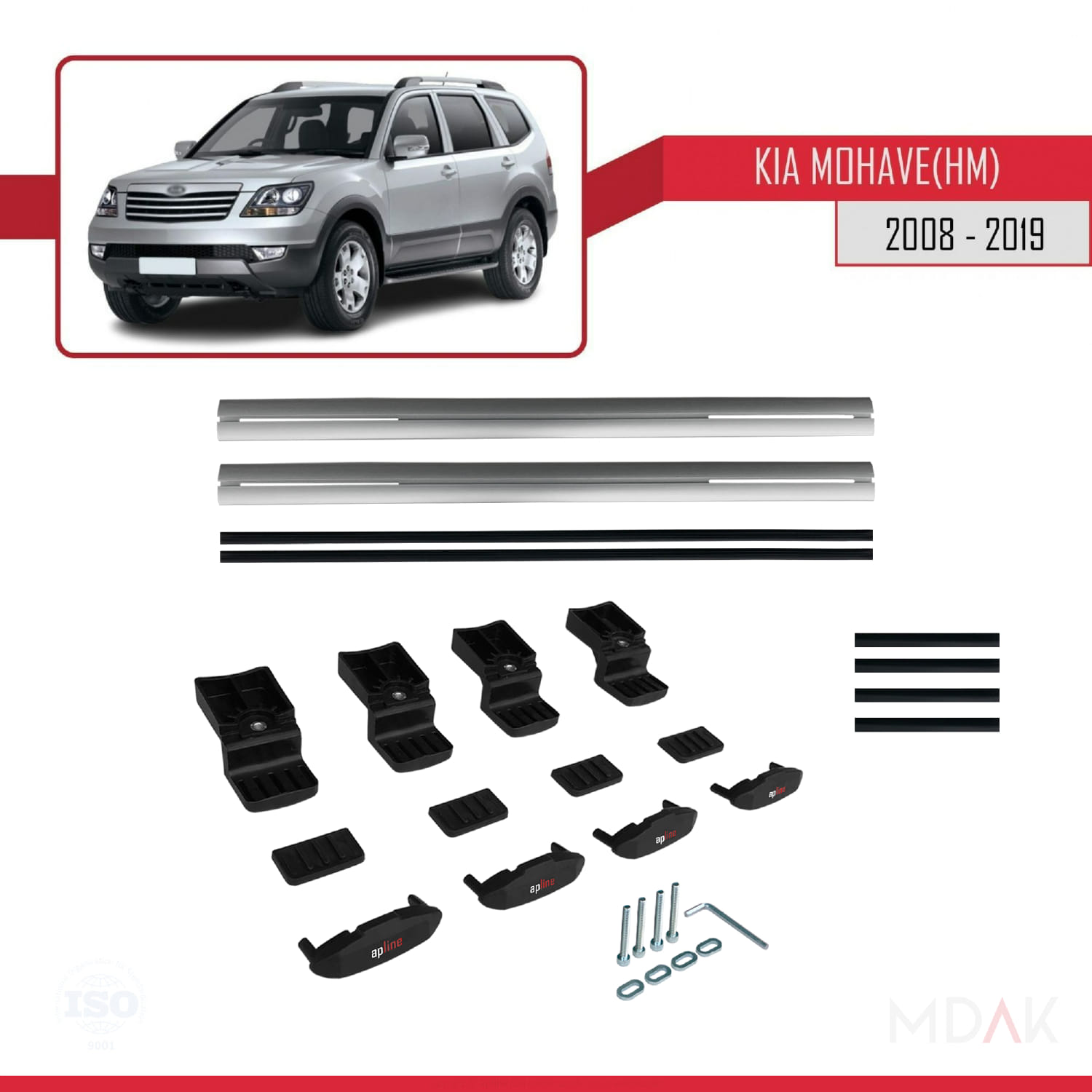 Kia Mohave (HM) 2008-2019 Arası ile Uyumlu BASIC Model Ara Atkı Tavan Barı Gri 2 Adet - Görsel 6