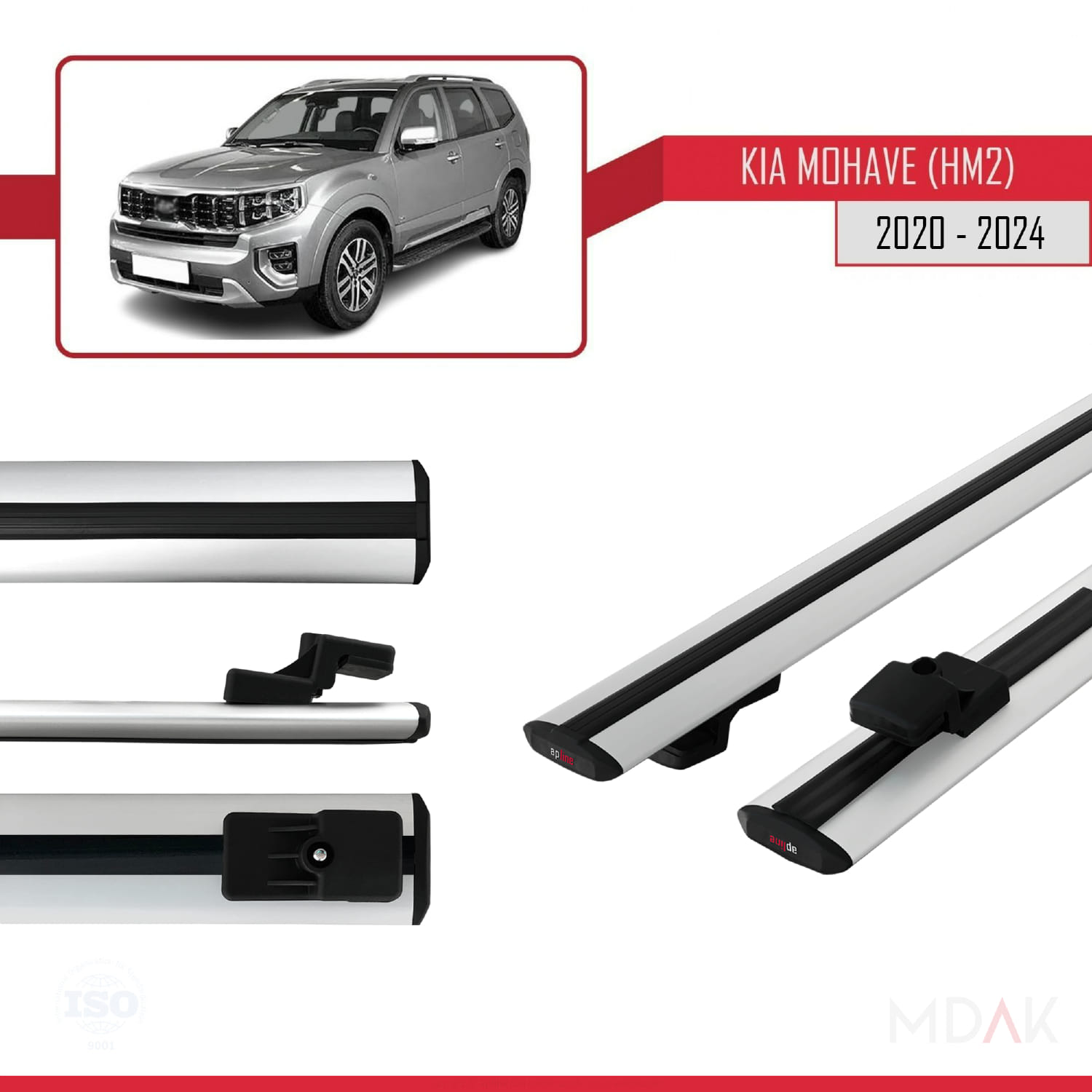 Kia Mohave 2 (HM2) 2020-2024 Arası ile Uyumlu BASIC Model Ara Atkı Tavan Barı Gri 2 Adet - Görsel 3