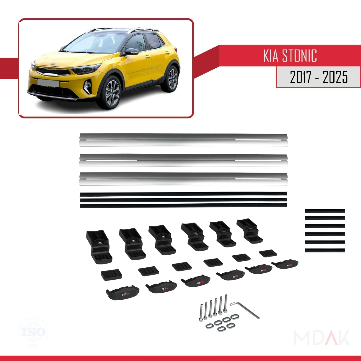 Kia Stonic 2017 ve Sonrası ile Uyumlu BASIC Model Ara Atkı Tavan Barı Gri 3 Adet - Görsel 6