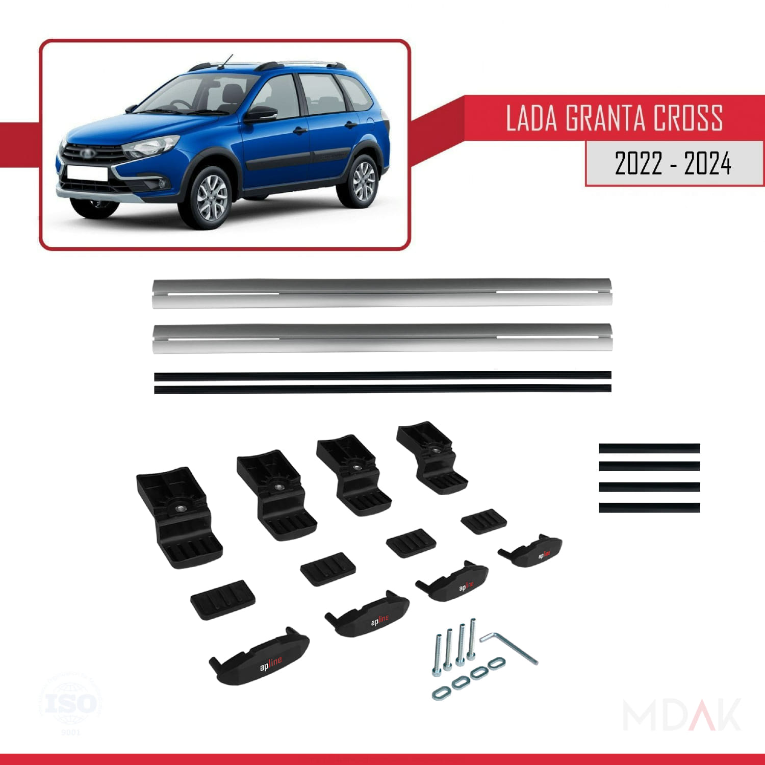 Lada Granta Cross 2022 ve Sonrası ile Uyumlu BASIC Model Ara Atkı Tavan Barı Gri 2 Adet - Görsel 6