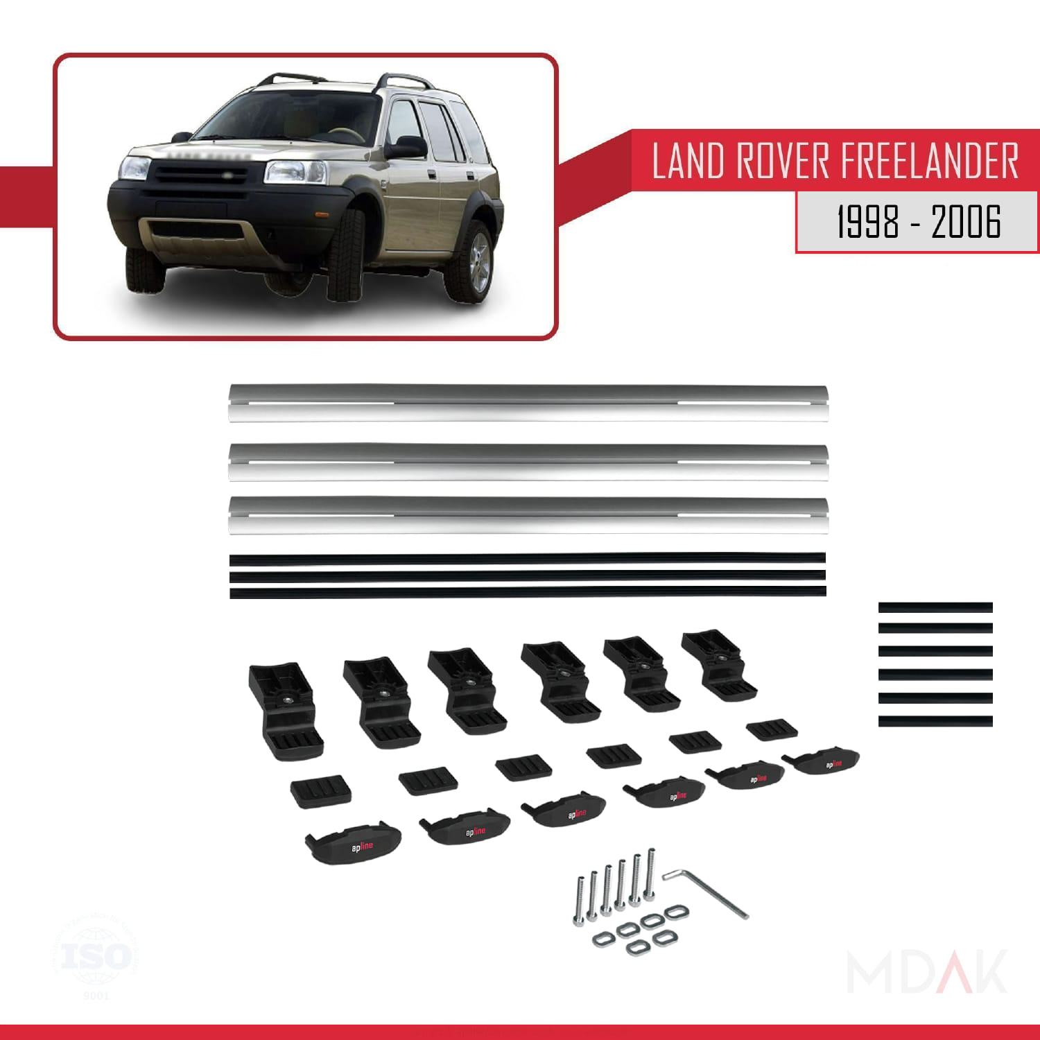 Land Rover Freelander (L314) 1998-2006 Arası ile Uyumlu BASIC Model Ara Atkı Tavan Barı Gri 3 Adet - Görsel 6