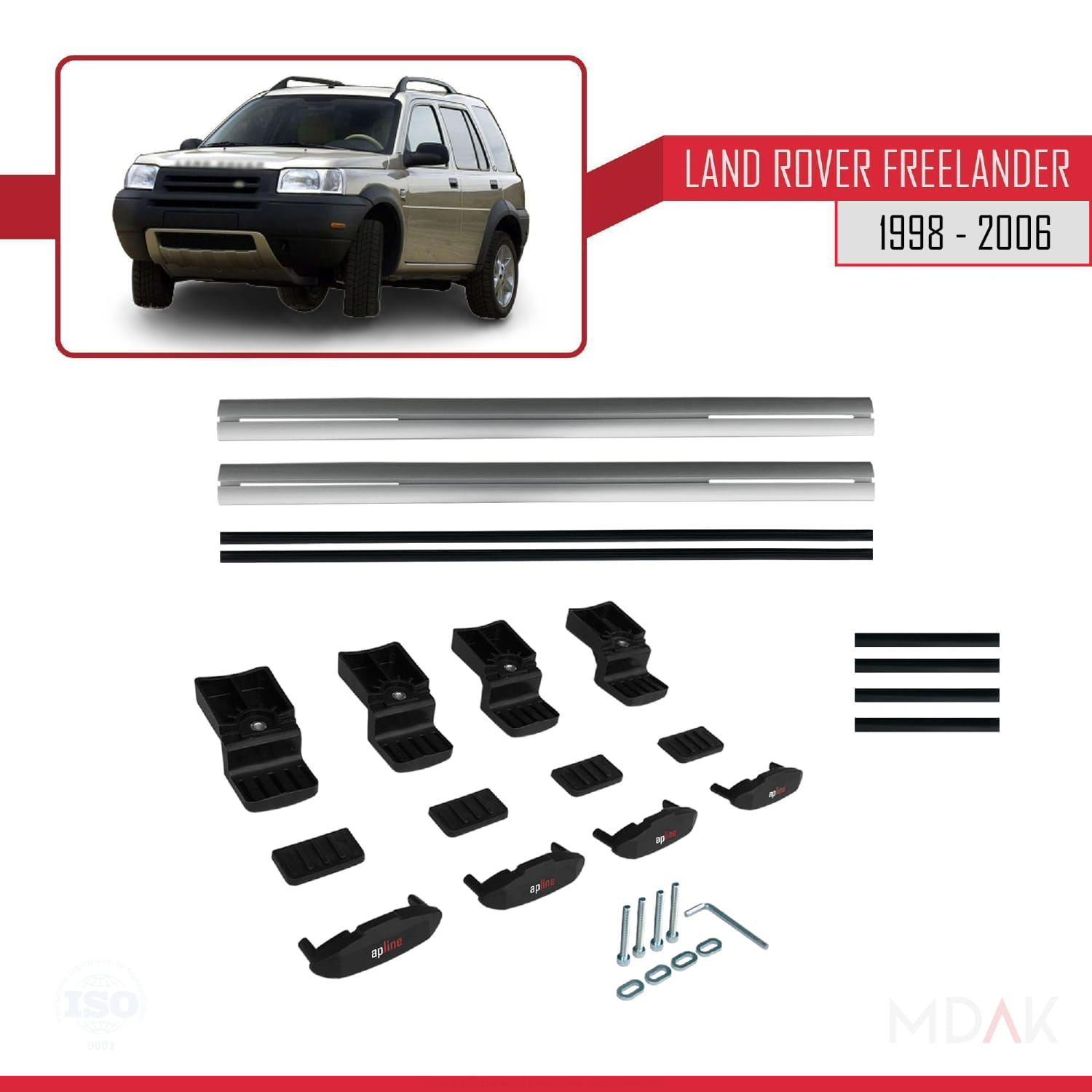 Land Rover Freelander (L314) 1998-2006 Arası ile Uyumlu BASIC Model Ara Atkı Tavan Barı Gri 2 Adet - Görsel 6