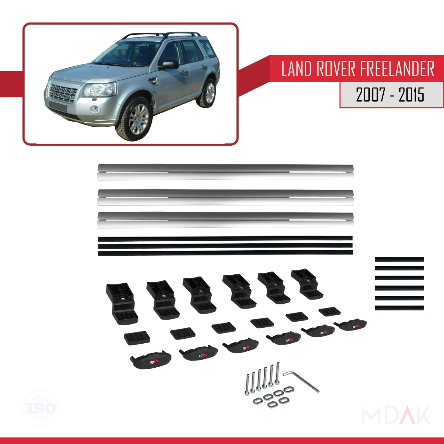 Land Rover Freelander 2 (L359) 2007-2015 Arası ile Uyumlu BASIC Model Ara Atkı Tavan Barı Gri 3 Adet - Görsel 6
