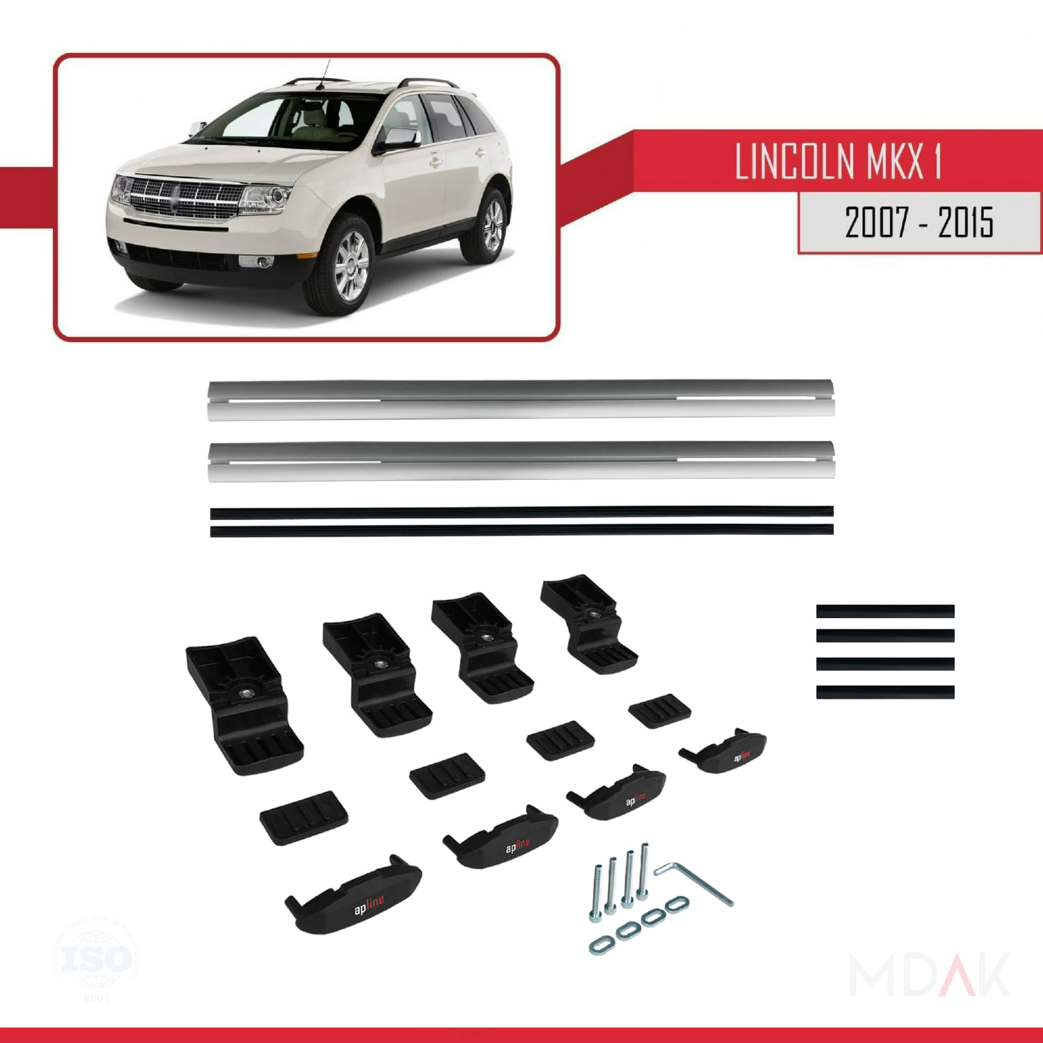 Lincoln MKX (U388) 2007-2015 Arası ile Uyumlu BASIC Model Ara Atkı Tavan Barı Gri 2 Adet - Görsel 6