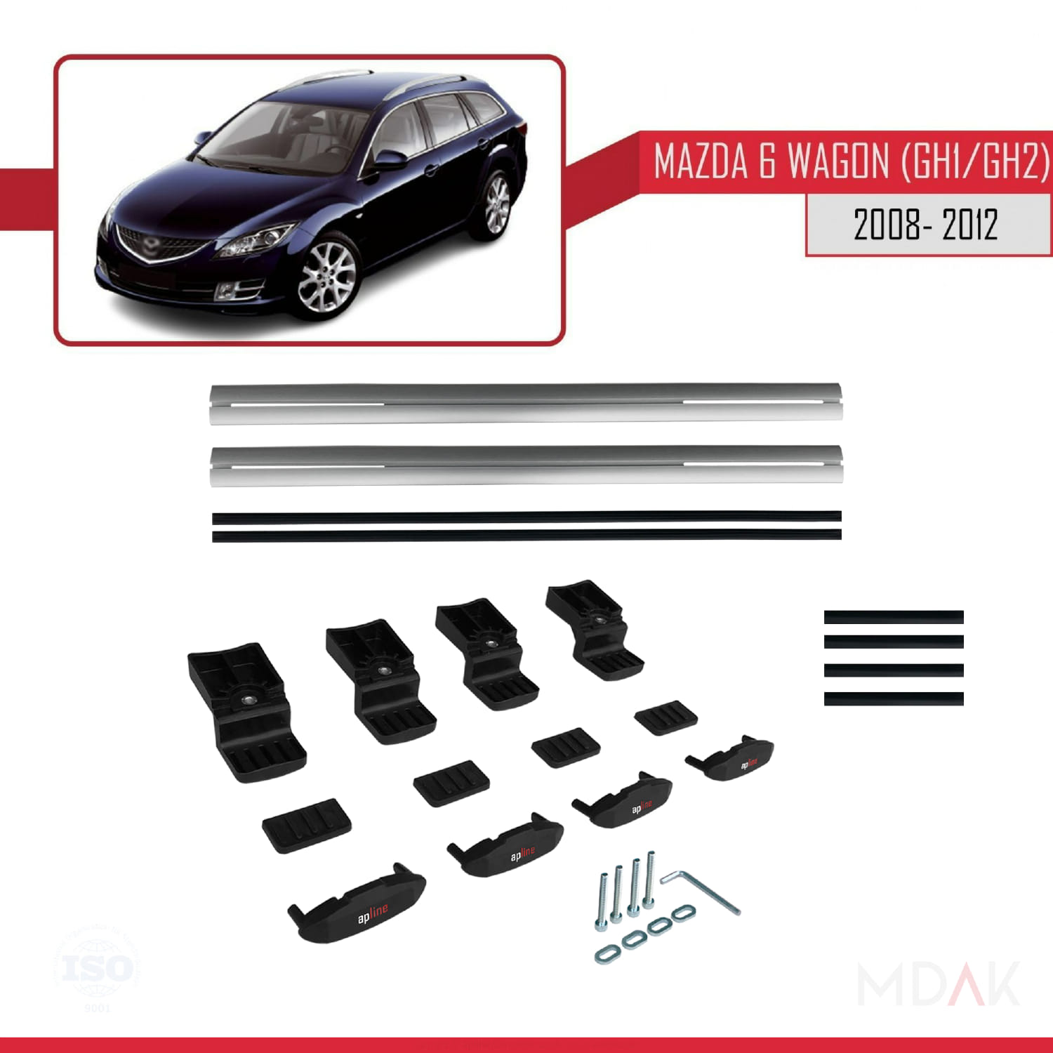 Mazda 6 II (GZ) Wagon 2008-2012 Arası ile Uyumlu BASIC Model Ara Atkı Tavan Barı Gri 2 Adet - Görsel 6