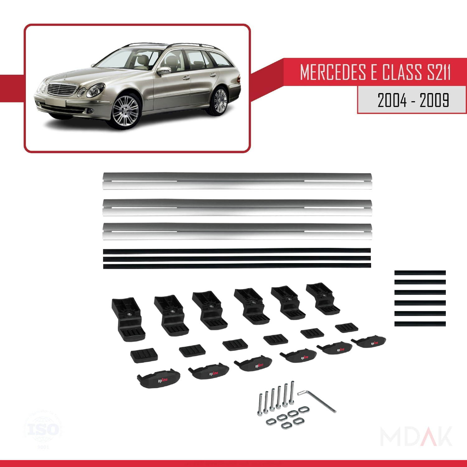 Mercedes E Class 3 (S211) 2004-2009 Arası ile Uyumlu BASIC Model Ara Atkı Tavan Barı Gri 3 Adet - Görsel 6