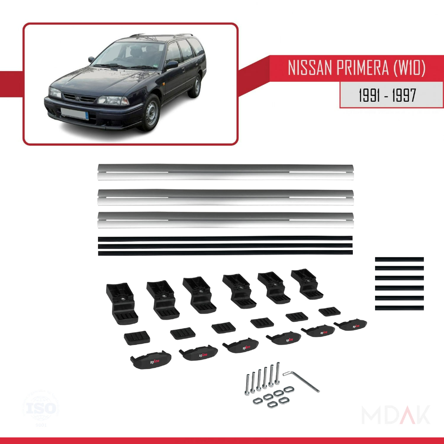 Nissan Primera (W10) Traveller 1991-1997 Arası ile Uyumlu BASIC Model Ara Atkı Tavan Barı Gri 3 Adet - Görsel 6