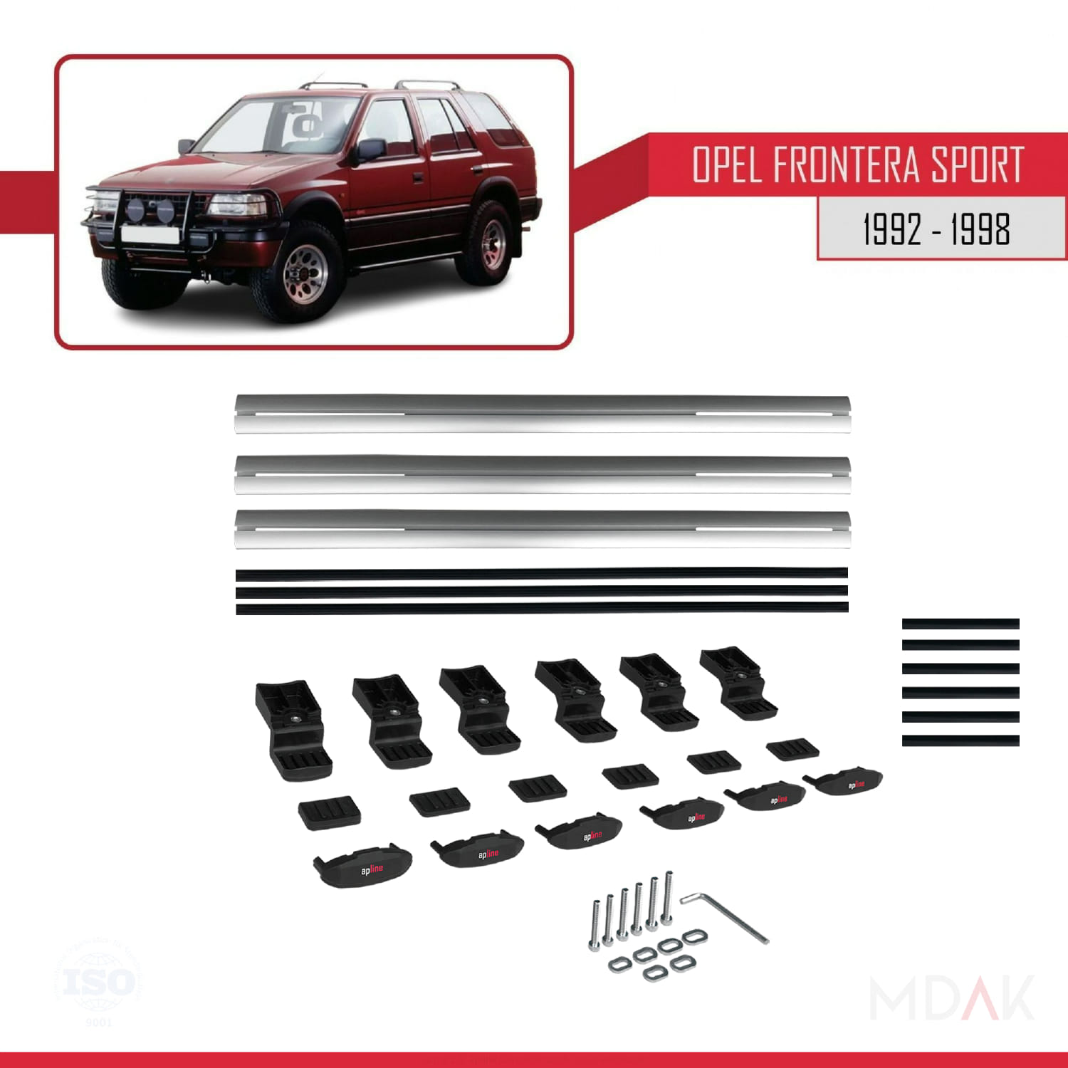 Opel Frontera Sport 1992-1998 Arası ile Uyumlu BASIC Model Ara Atkı Tavan Barı Gri 3 Adet - Görsel 6