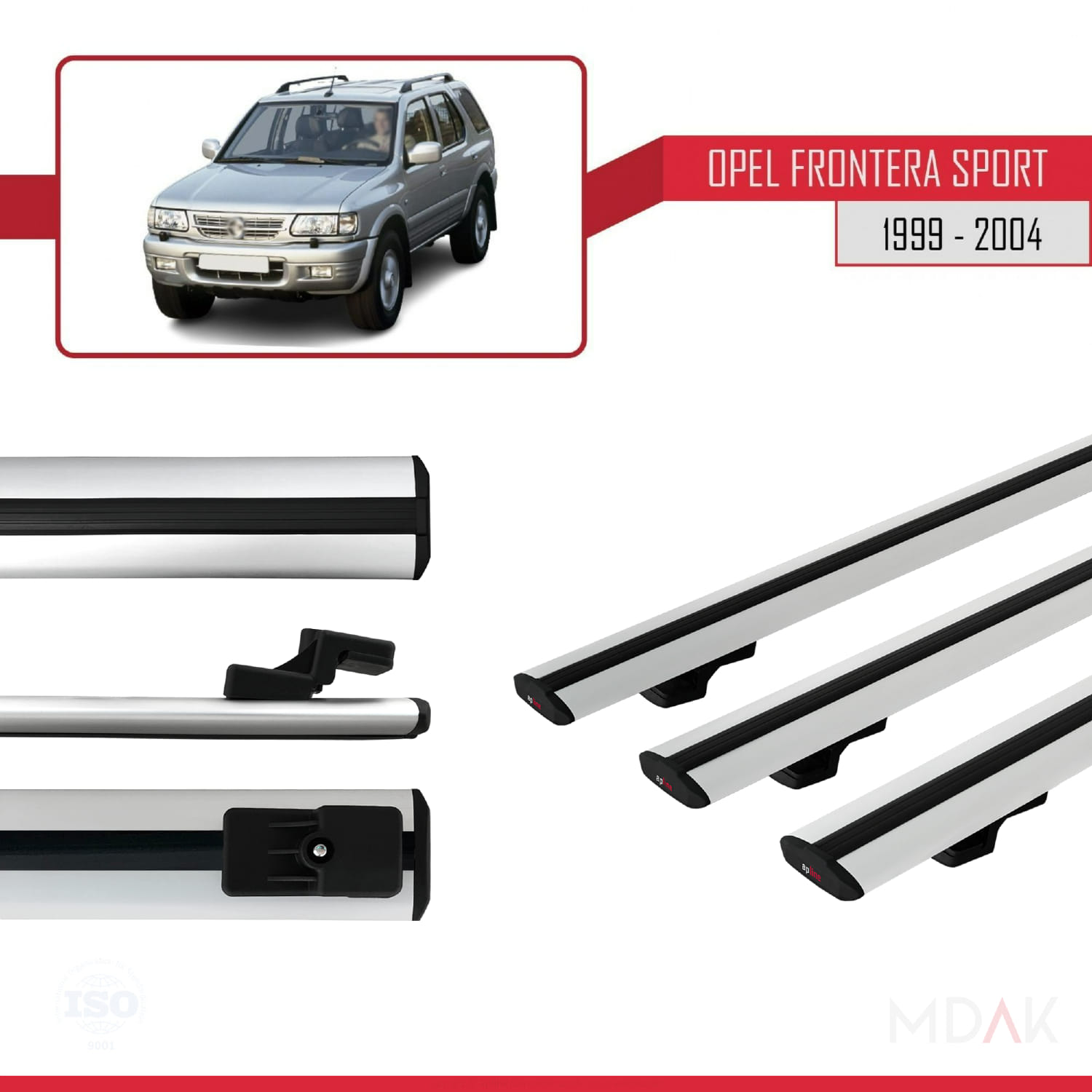 Opel Frontera Sport 2 1999-2004 Arası ile Uyumlu BASIC Model Ara Atkı Tavan Barı Gri 3 Adet - Görsel 3