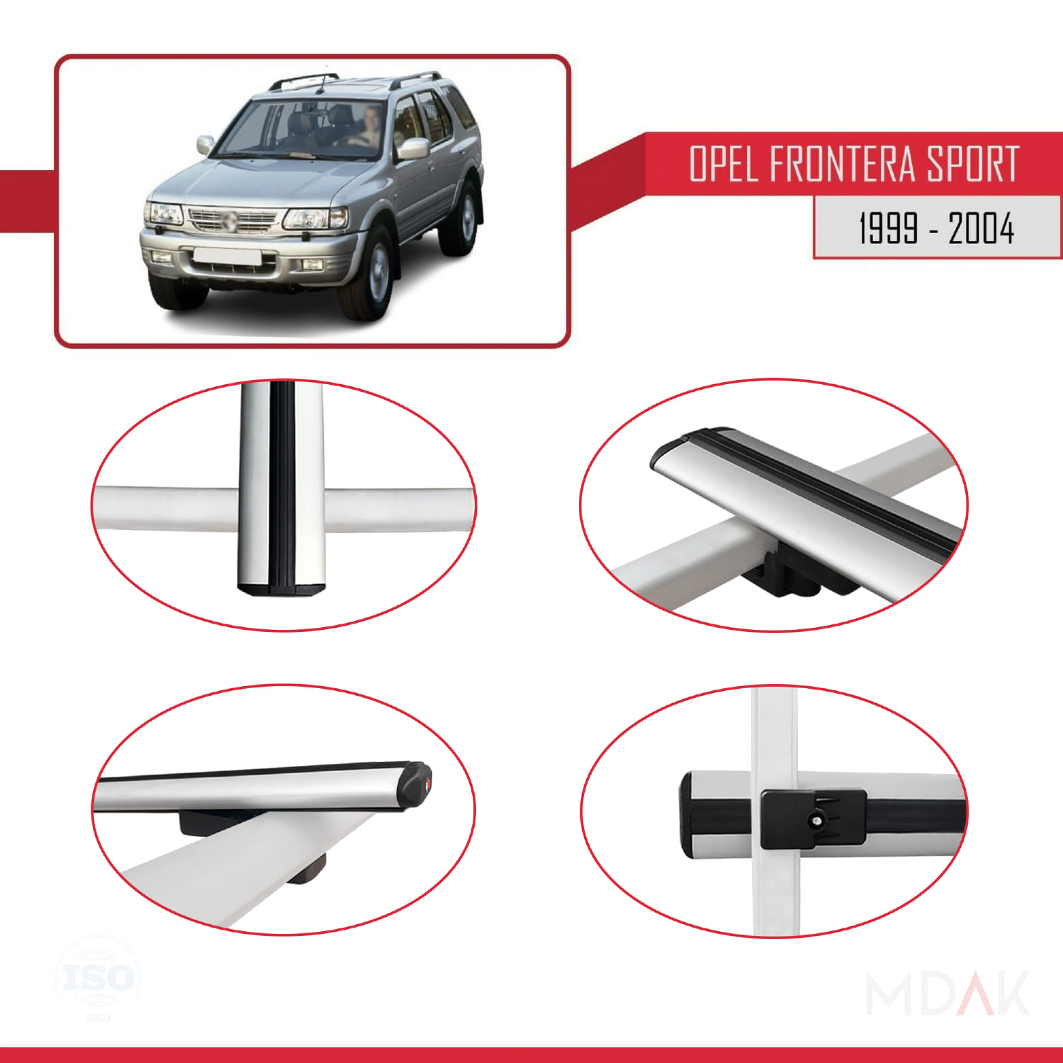 Opel Frontera Sport 2 1999-2004 Arası ile Uyumlu BASIC Model Ara Atkı Tavan Barı Gri 3 Adet - Görsel 4