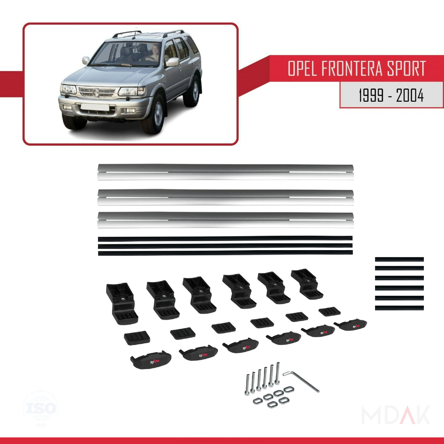 Opel Frontera Sport 2 1999-2004 Arası ile Uyumlu BASIC Model Ara Atkı Tavan Barı Gri 3 Adet - Görsel 6