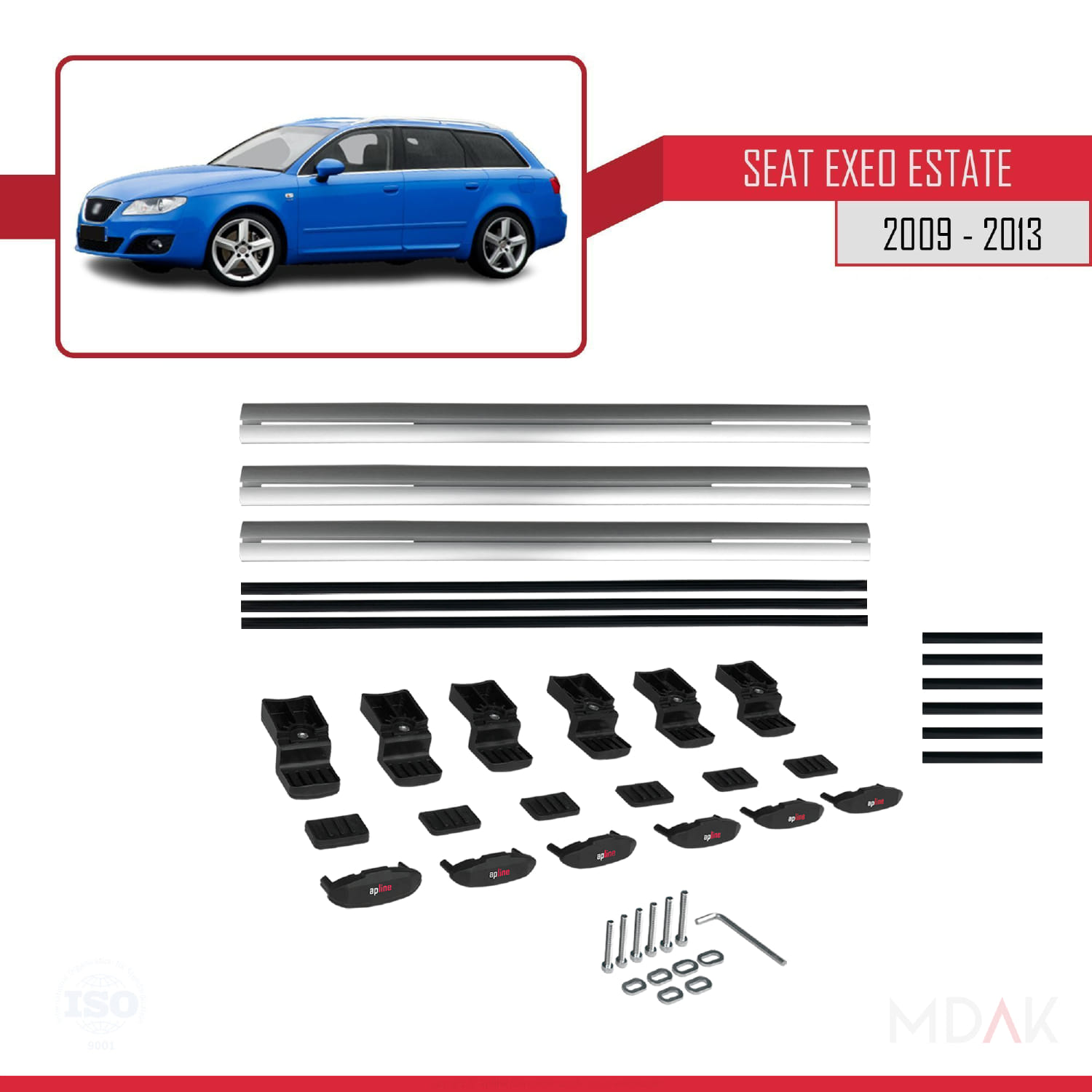 Seat Exeo (3R9) ST 2009-2013 Arası ile Uyumlu BASIC Model Ara Atkı Tavan Barı Gri 3 Adet - Görsel 6