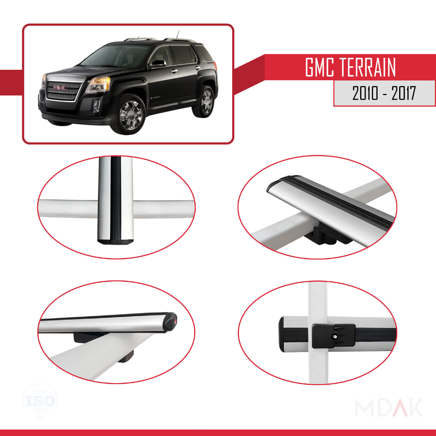 GMC Terrain 2010-2017 Arası ile Uyumlu BASIC Model Ara Atkı Tavan Barı Gri 3 Adet - Görsel 4