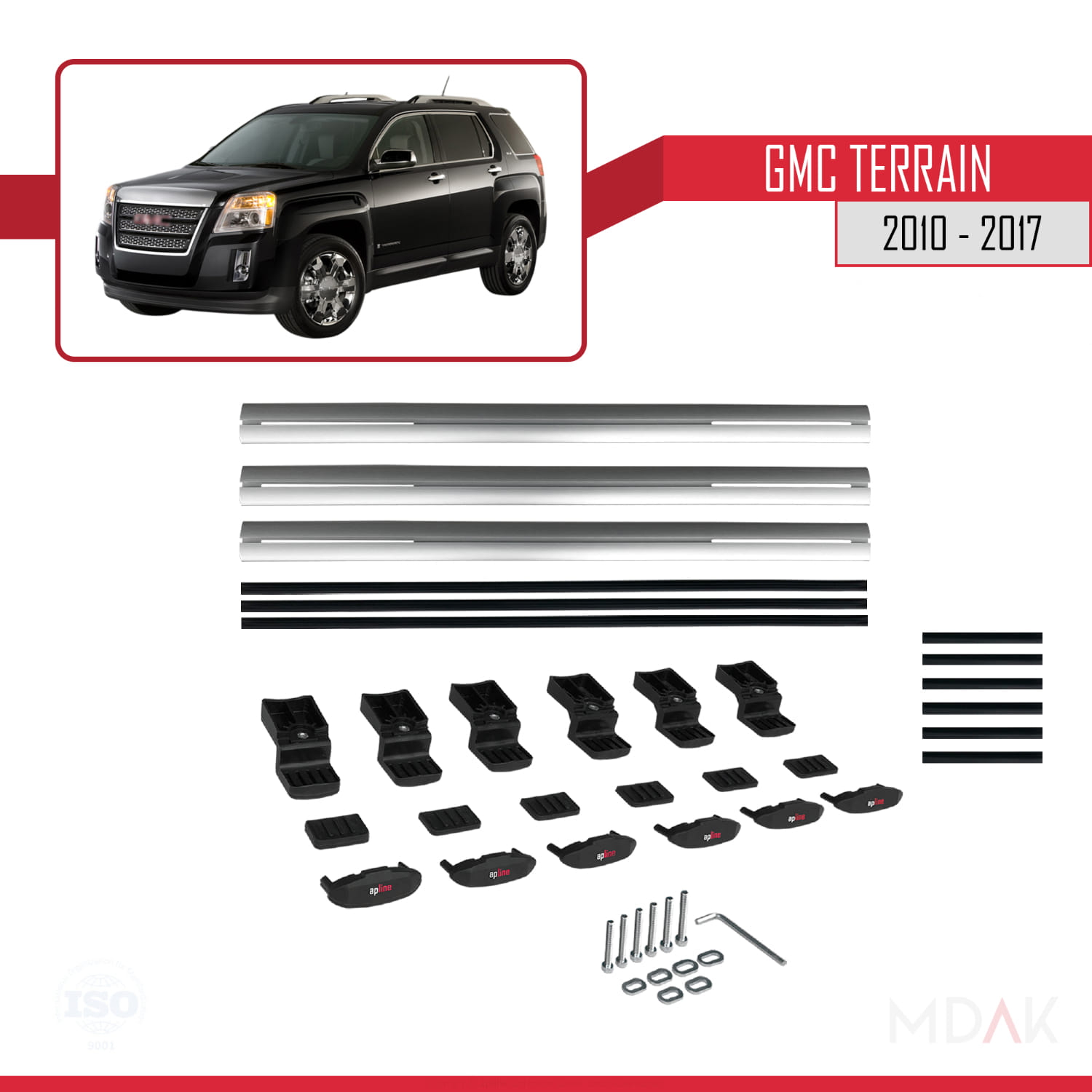 GMC Terrain 2010-2017 Arası ile Uyumlu BASIC Model Ara Atkı Tavan Barı Gri 3 Adet - Görsel 6