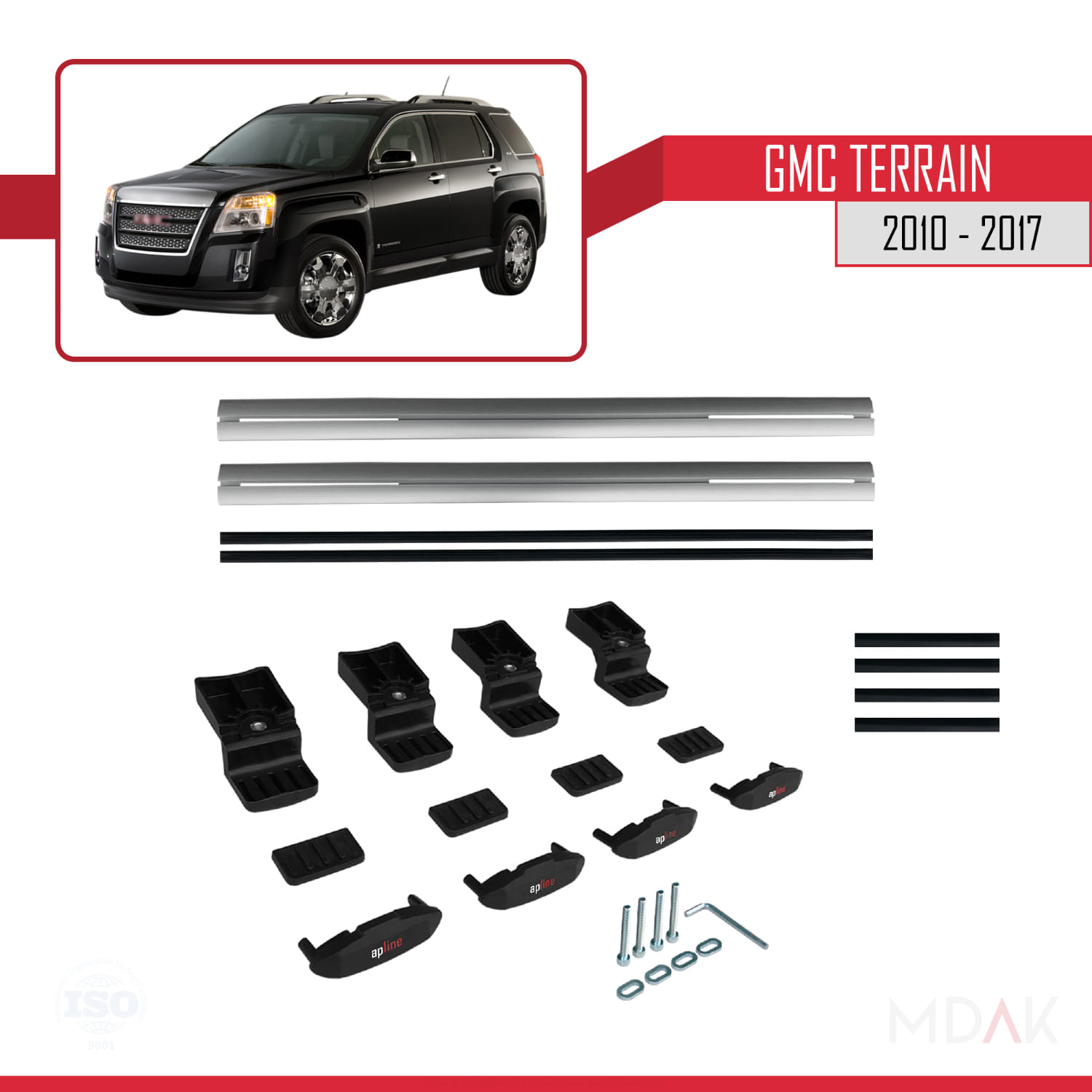 GMC Terrain 2010-2017 Arası ile Uyumlu BASIC Model Ara Atkı Tavan Barı Gri 2 Adet - Görsel 6