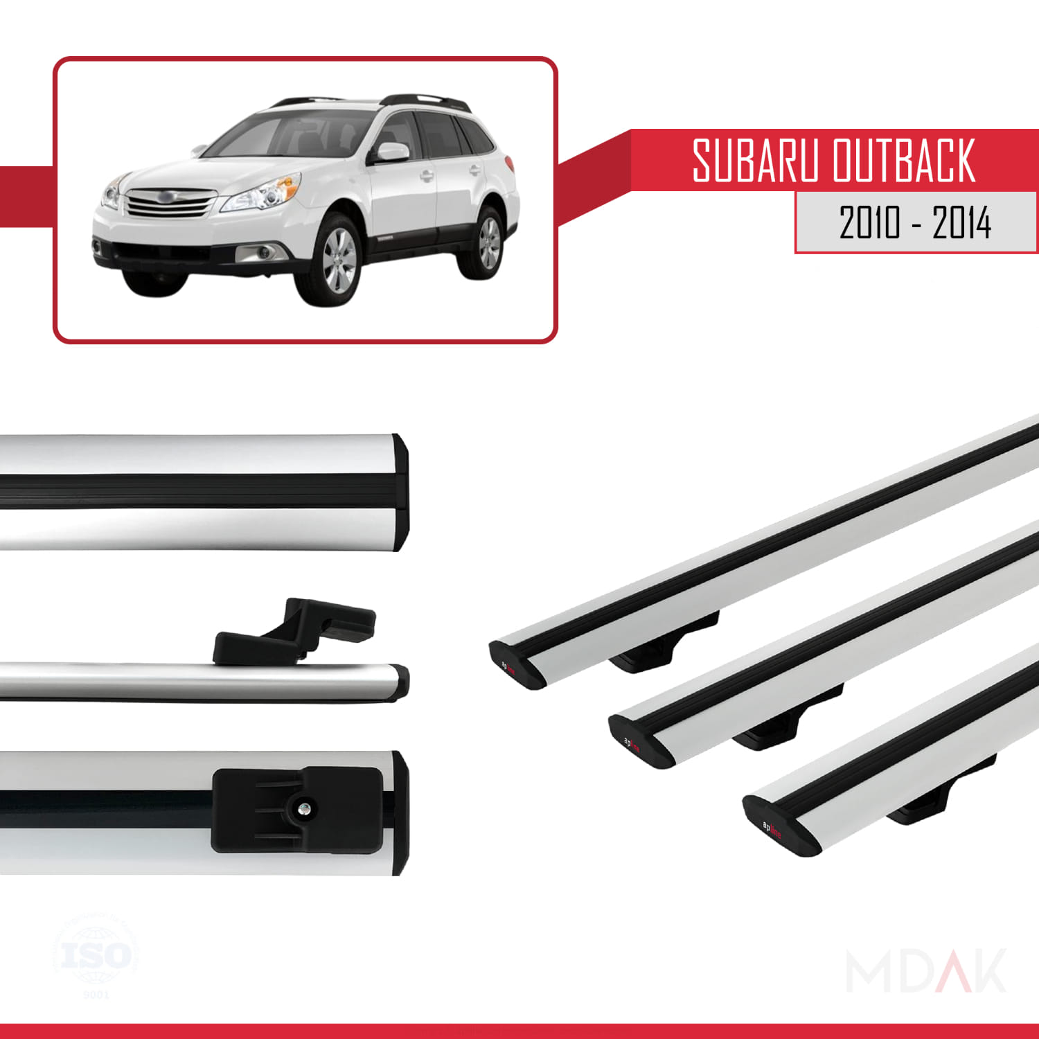 Subaru Outback 2010-2014 Arası ile Uyumlu BASIC Model Ara Atkı Tavan Barı Gri 3 Adet - Görsel 3