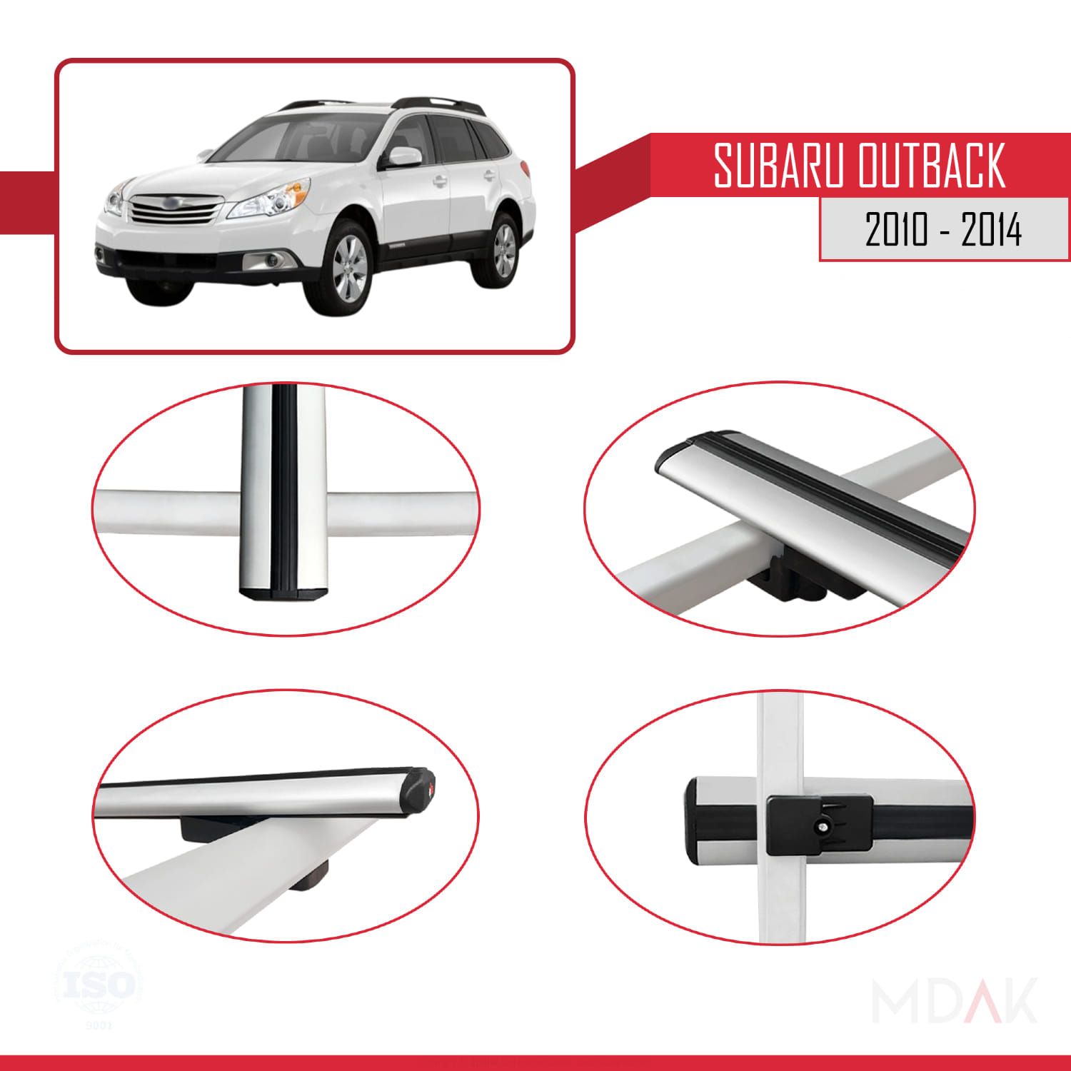 Subaru Outback 2010-2014 Arası ile Uyumlu BASIC Model Ara Atkı Tavan Barı Gri 3 Adet - Görsel 4