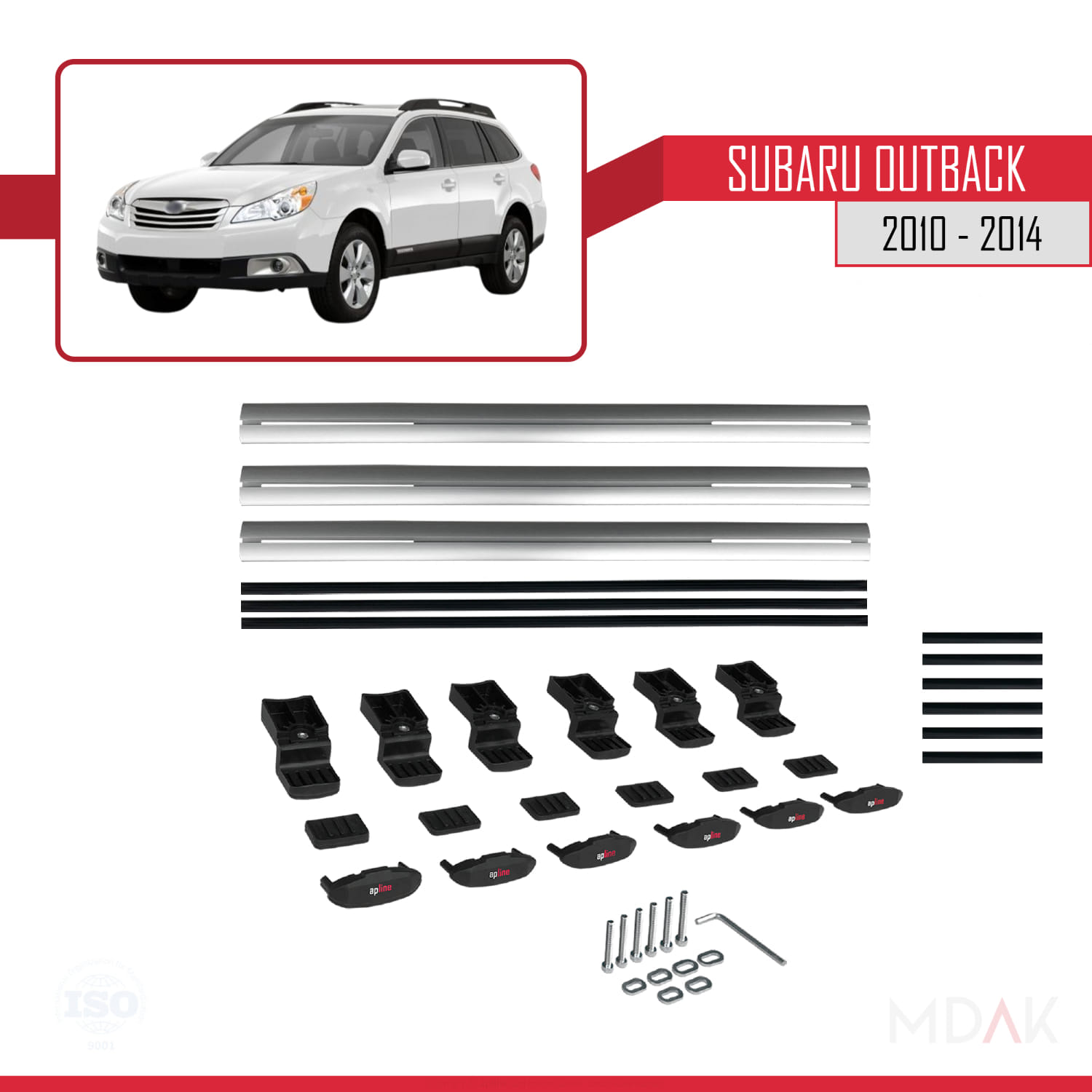 Subaru Outback 2010-2014 Arası ile Uyumlu BASIC Model Ara Atkı Tavan Barı Gri 3 Adet - Görsel 6